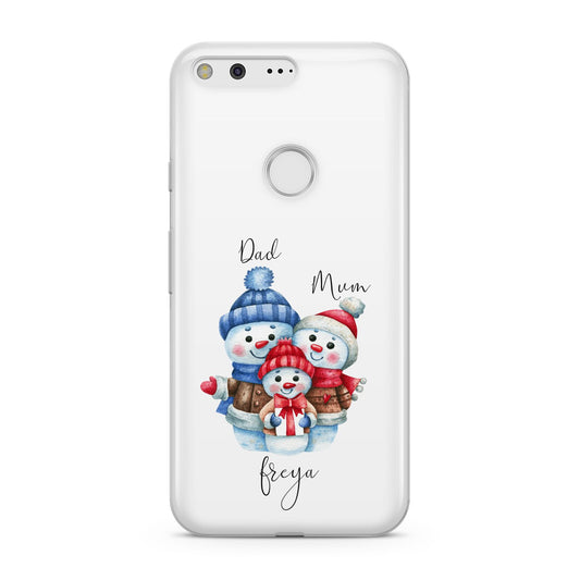 Custom Snowman Family Google Pixel Case