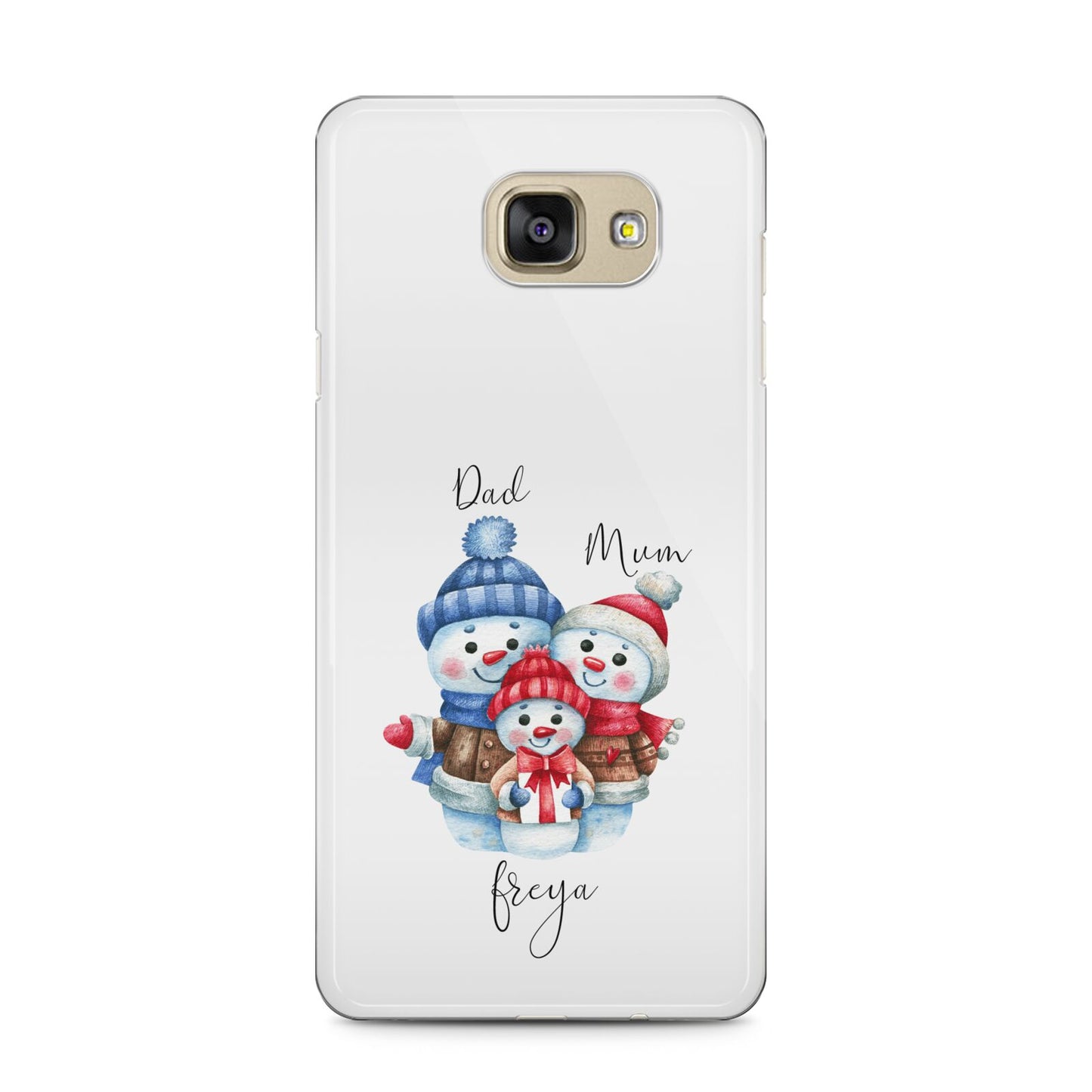 Custom Snowman Family Samsung Galaxy A5 2016 Case on gold phone