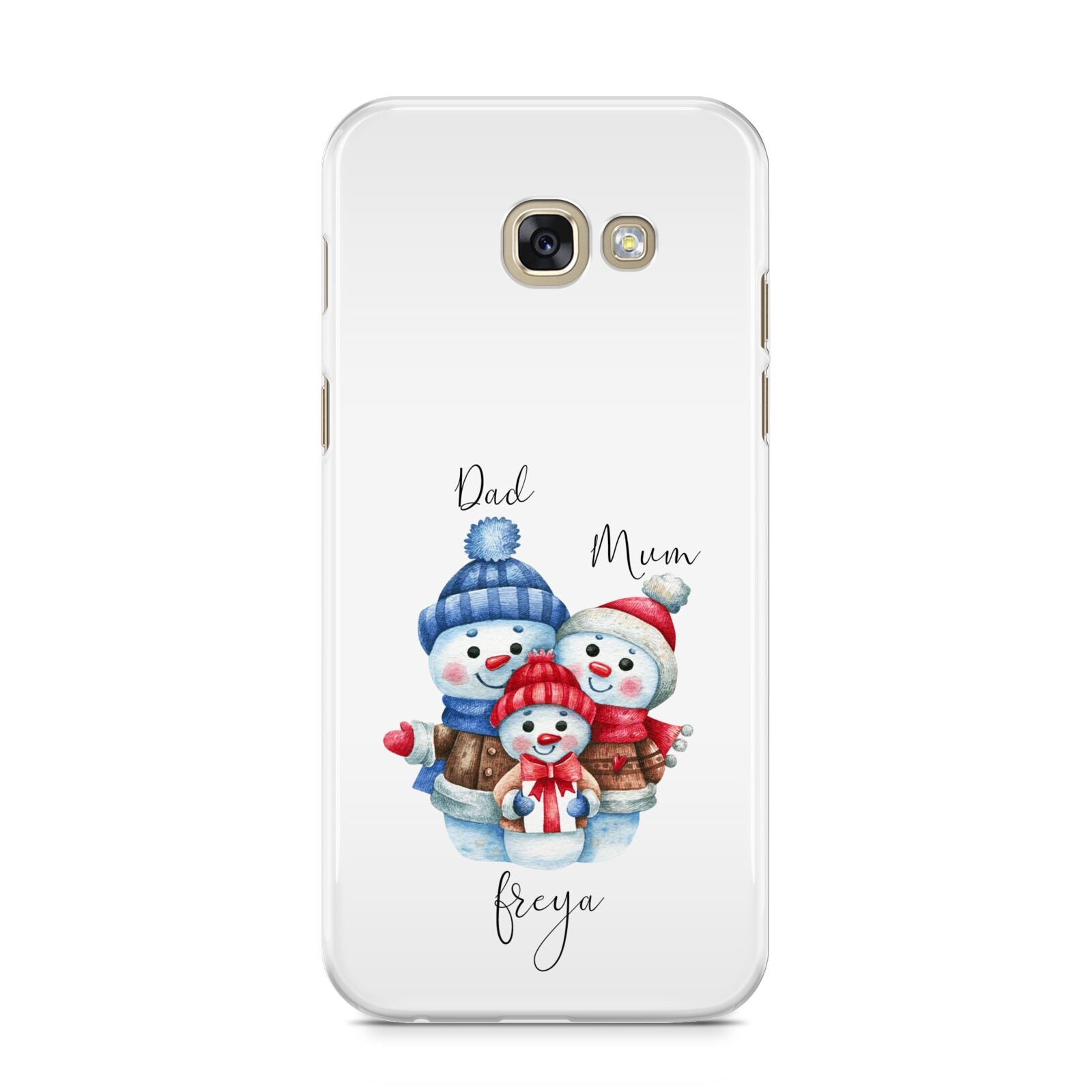 Custom Snowman Family Samsung Galaxy A5 2017 Case on gold phone