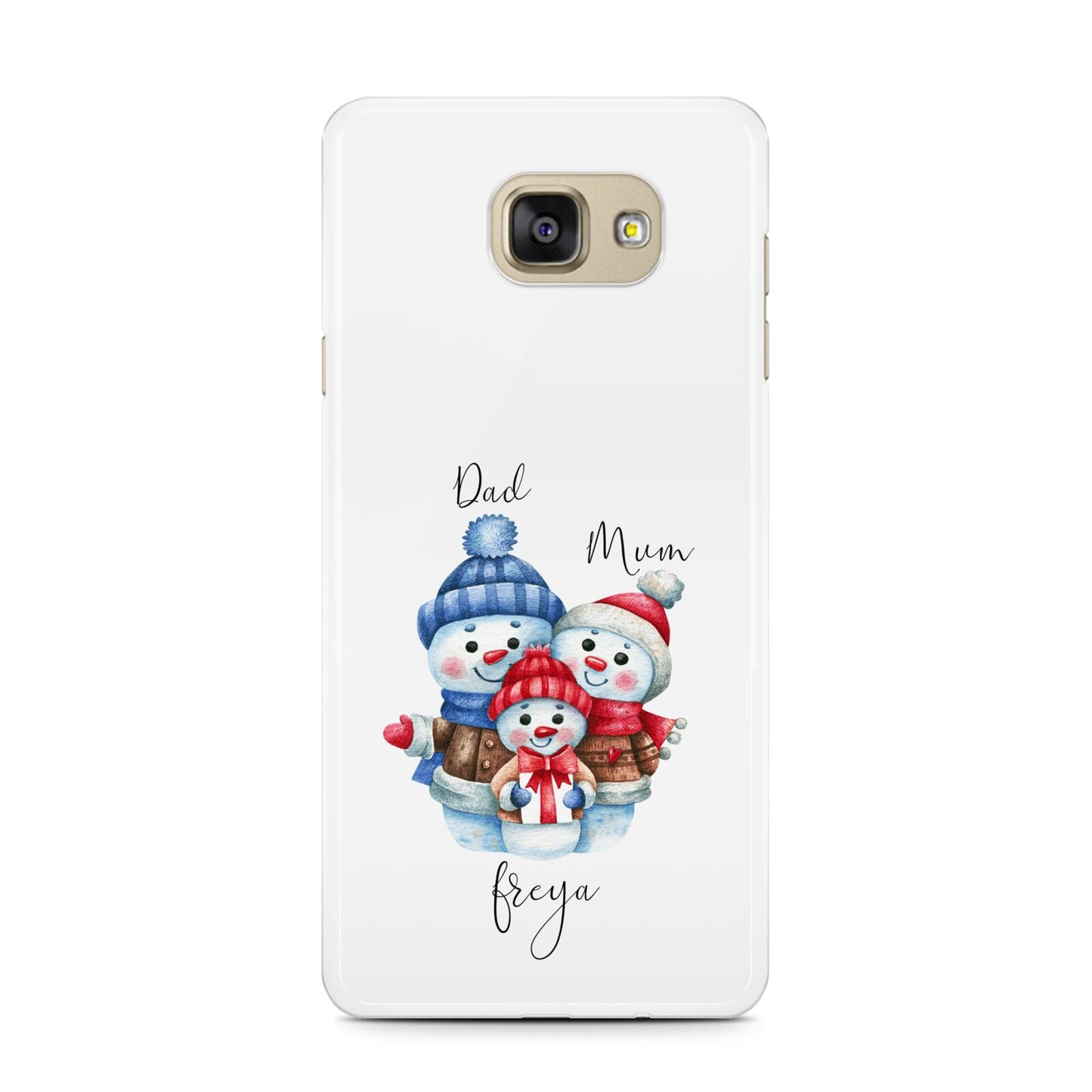 Custom Snowman Family Samsung Galaxy A7 2016 Case on gold phone