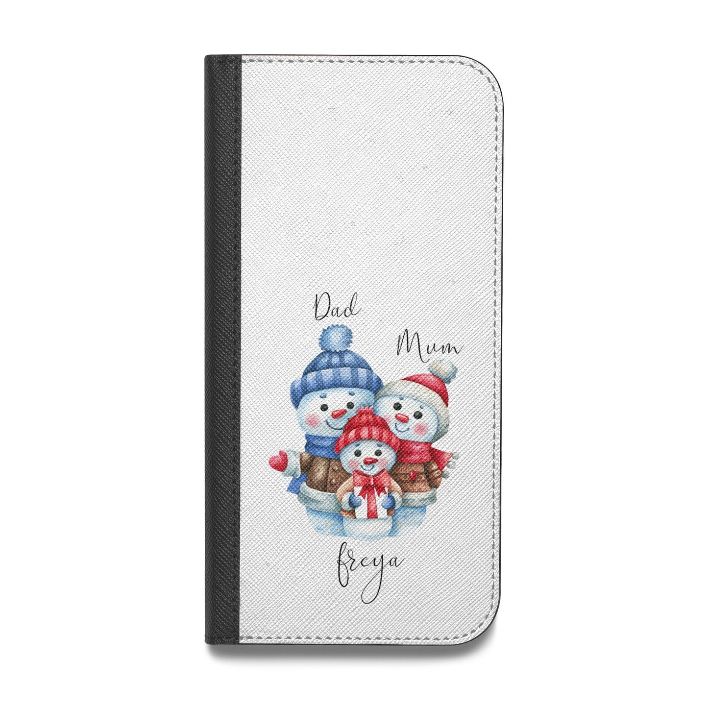 Custom Snowman Family Vegan Leather Flip iPhone Case