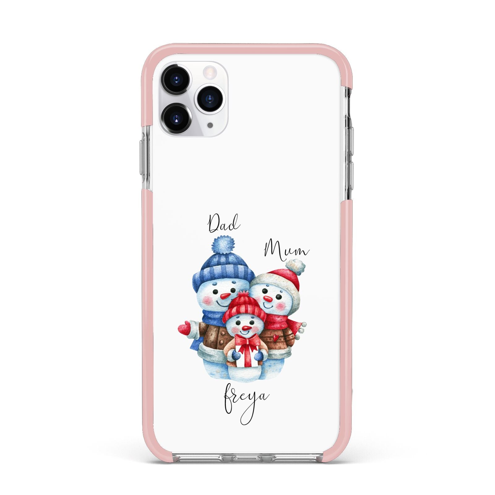 Custom Snowman Family iPhone 11 Pro Max Impact Pink Edge Case