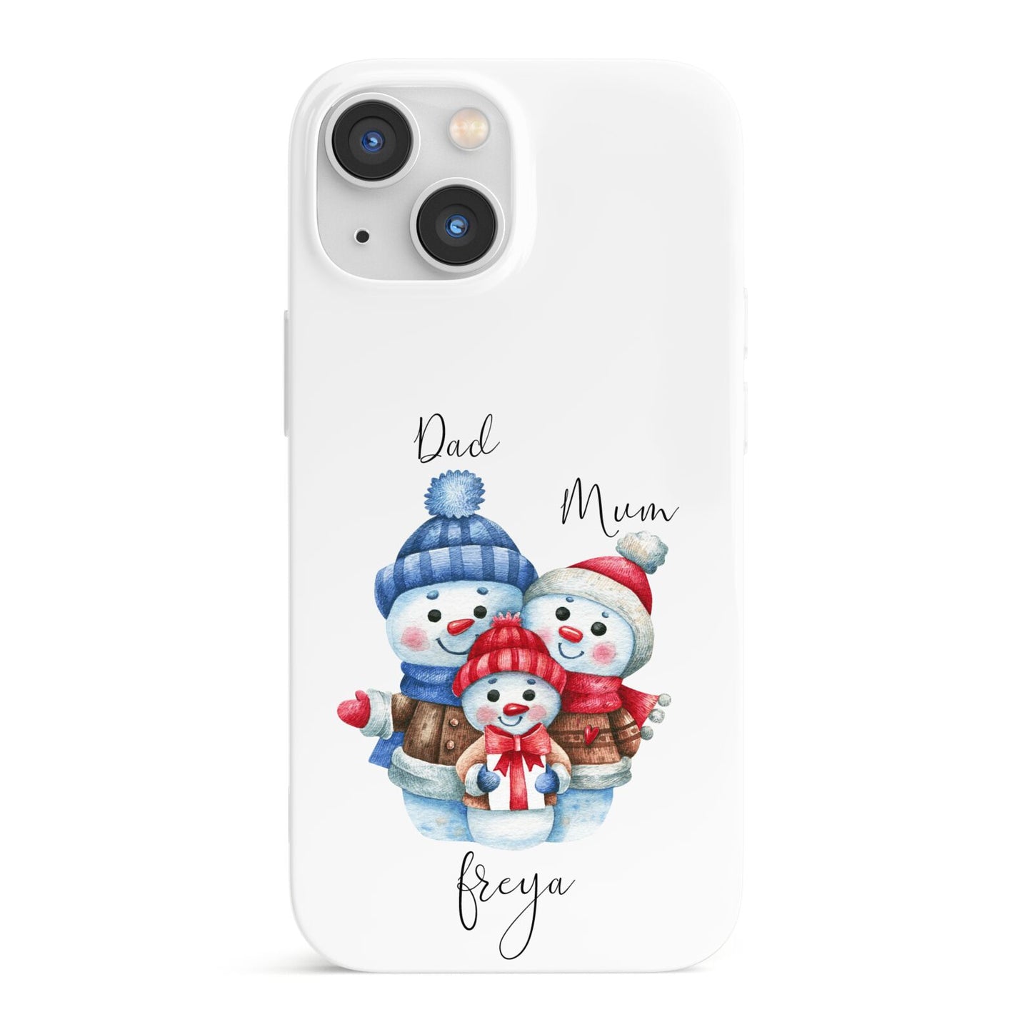 Custom Snowman Family iPhone 13 Mini Full Wrap 3D Snap Case