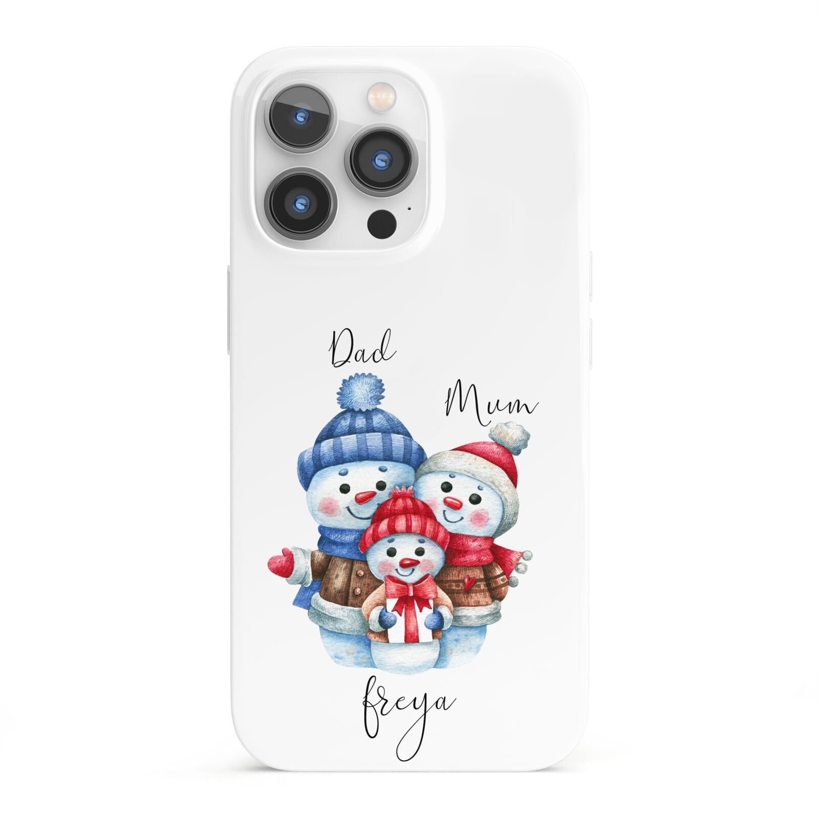 Custom Snowman Family iPhone 13 Pro Full Wrap 3D Snap Case