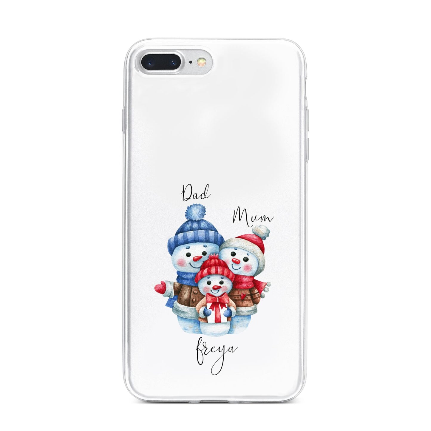 Custom Snowman Family iPhone 7 Plus Bumper Case on Silver iPhone