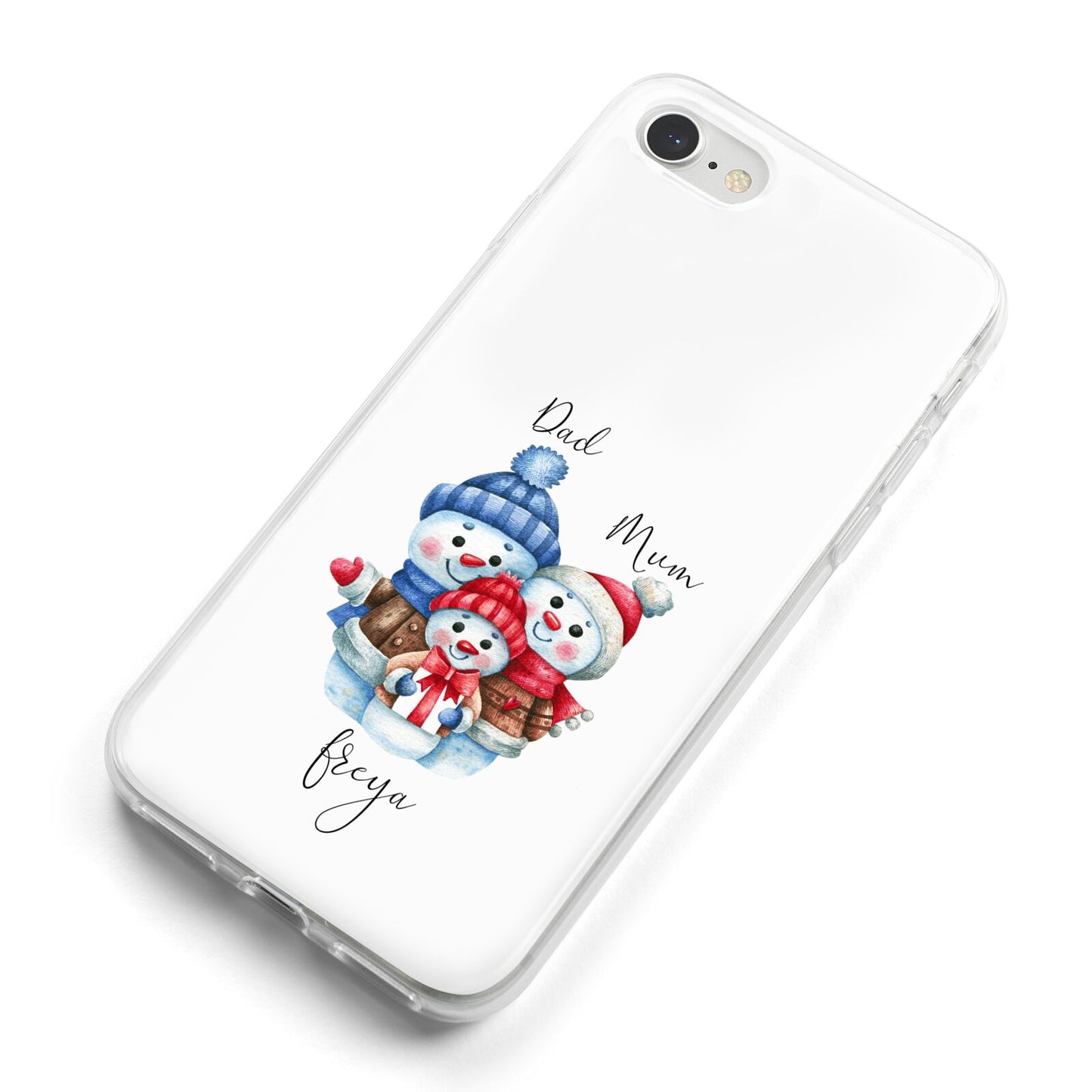 Custom Snowman Family iPhone 8 Bumper Case on Silver iPhone Alternative Image