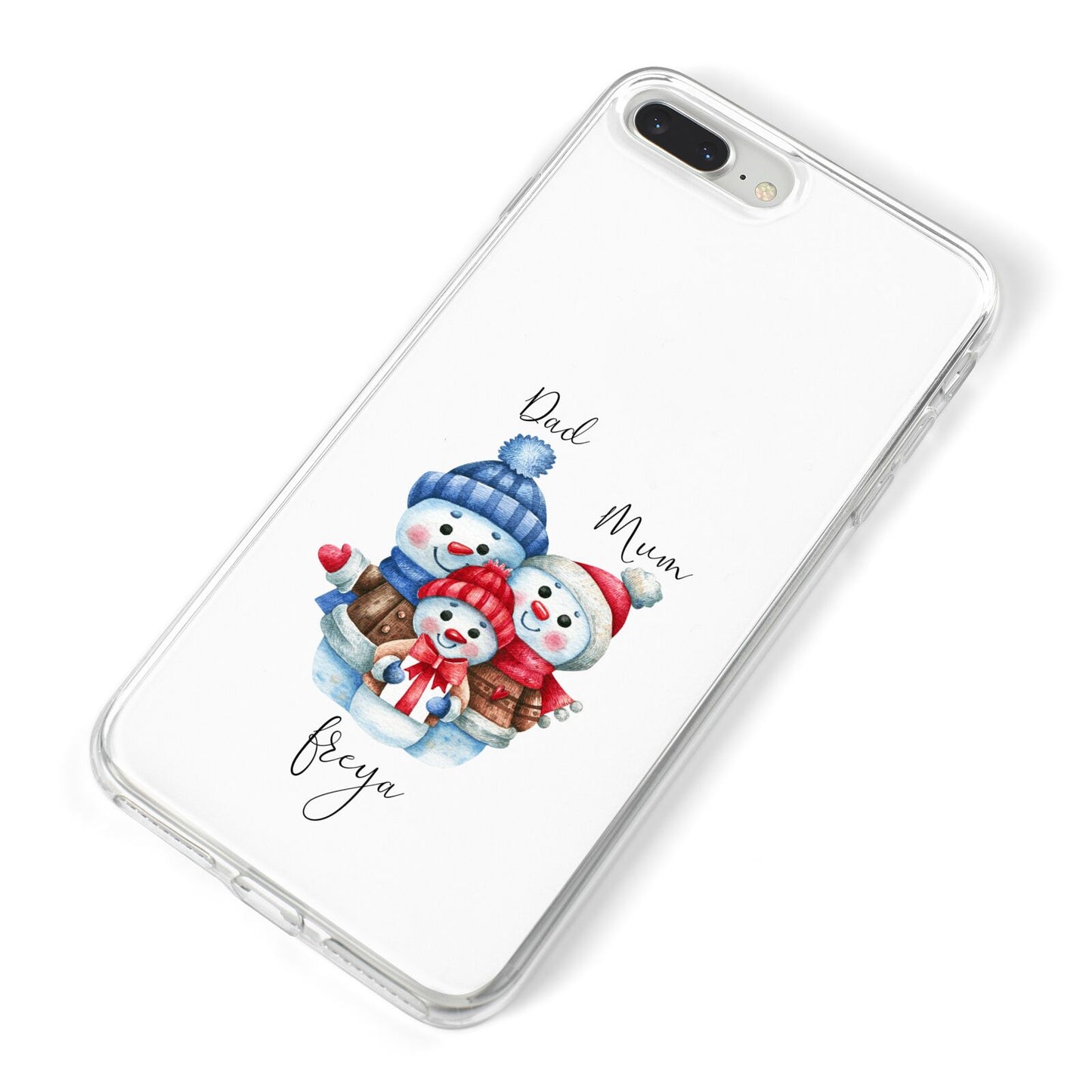 Custom Snowman Family iPhone 8 Plus Bumper Case on Silver iPhone Alternative Image