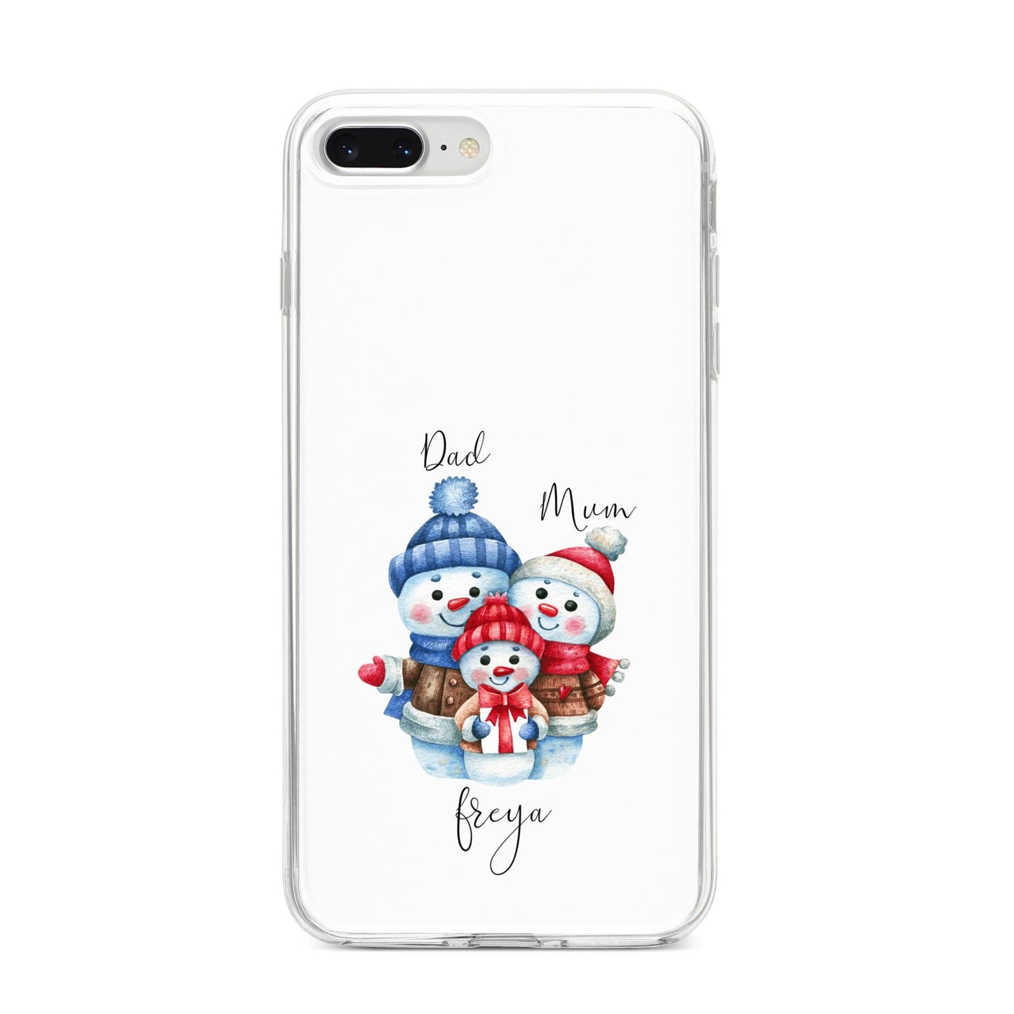 Custom Snowman Family iPhone 8 Plus Bumper Case on Silver iPhone