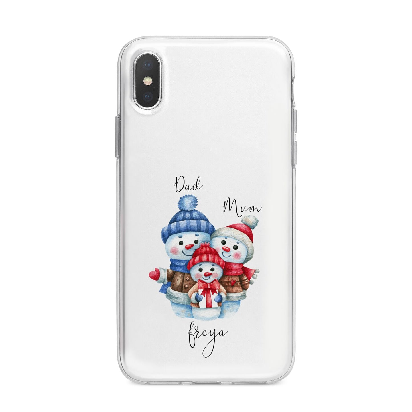 Custom Snowman Family iPhone X Bumper Case on Silver iPhone Alternative Image 1