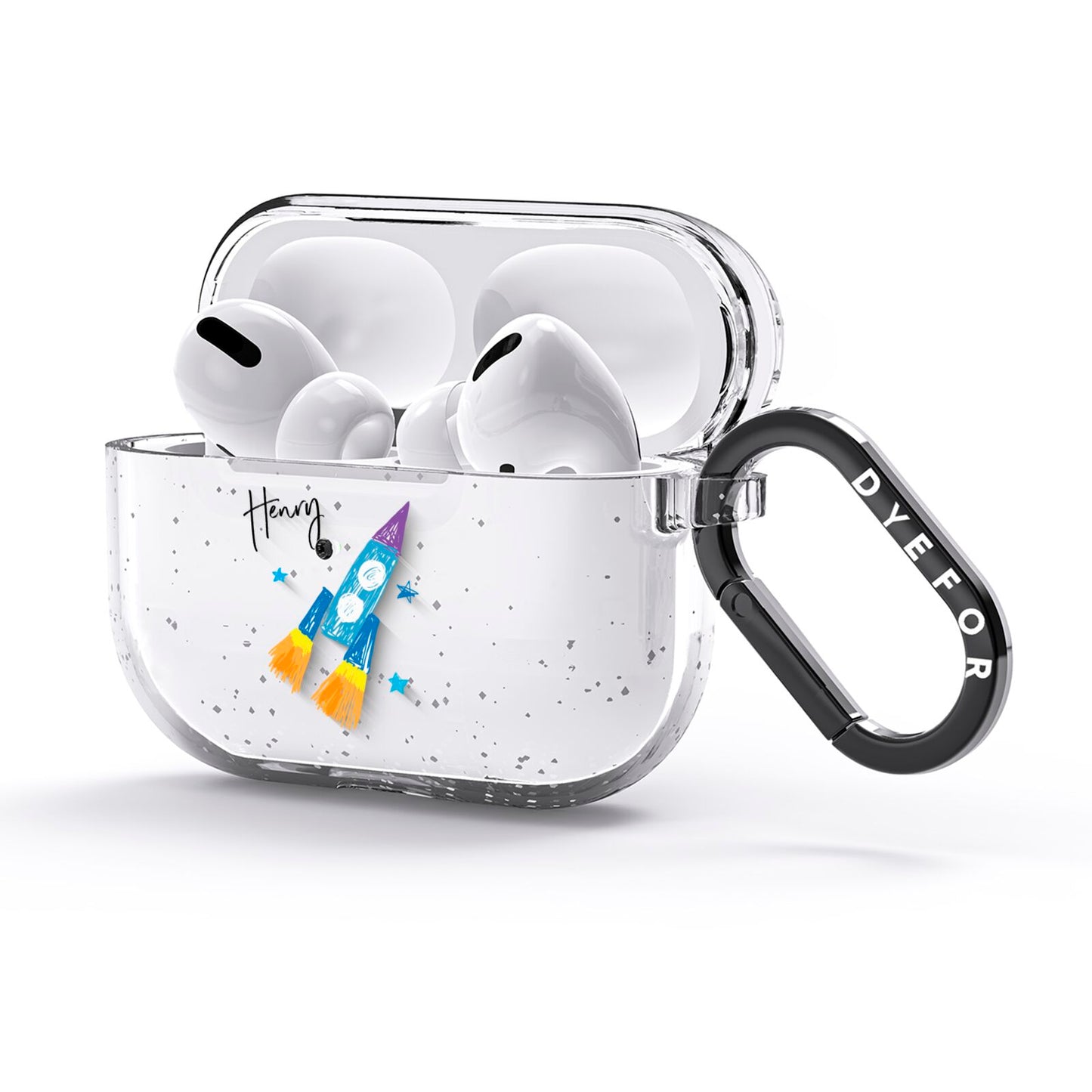 Custom Space Rocket AirPods Glitter Case 3rd Gen Side Image