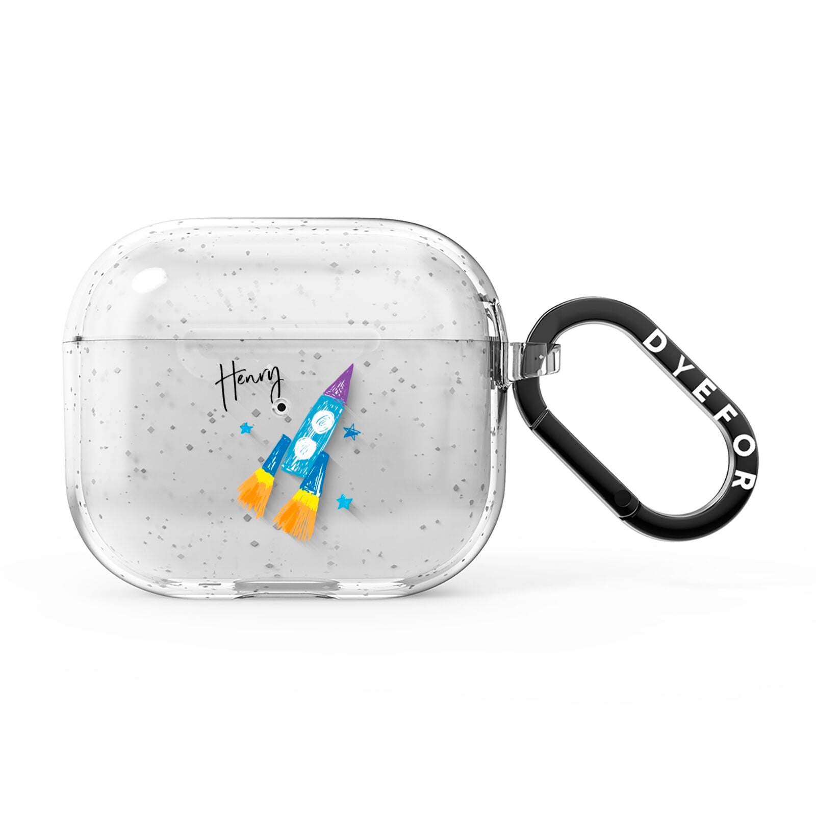 Custom Space Rocket AirPods Glitter Case 3rd Gen