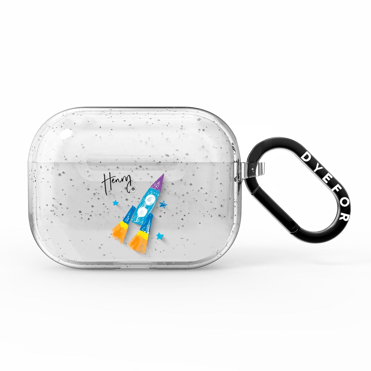 Custom Space Rocket AirPods Pro Glitter Case