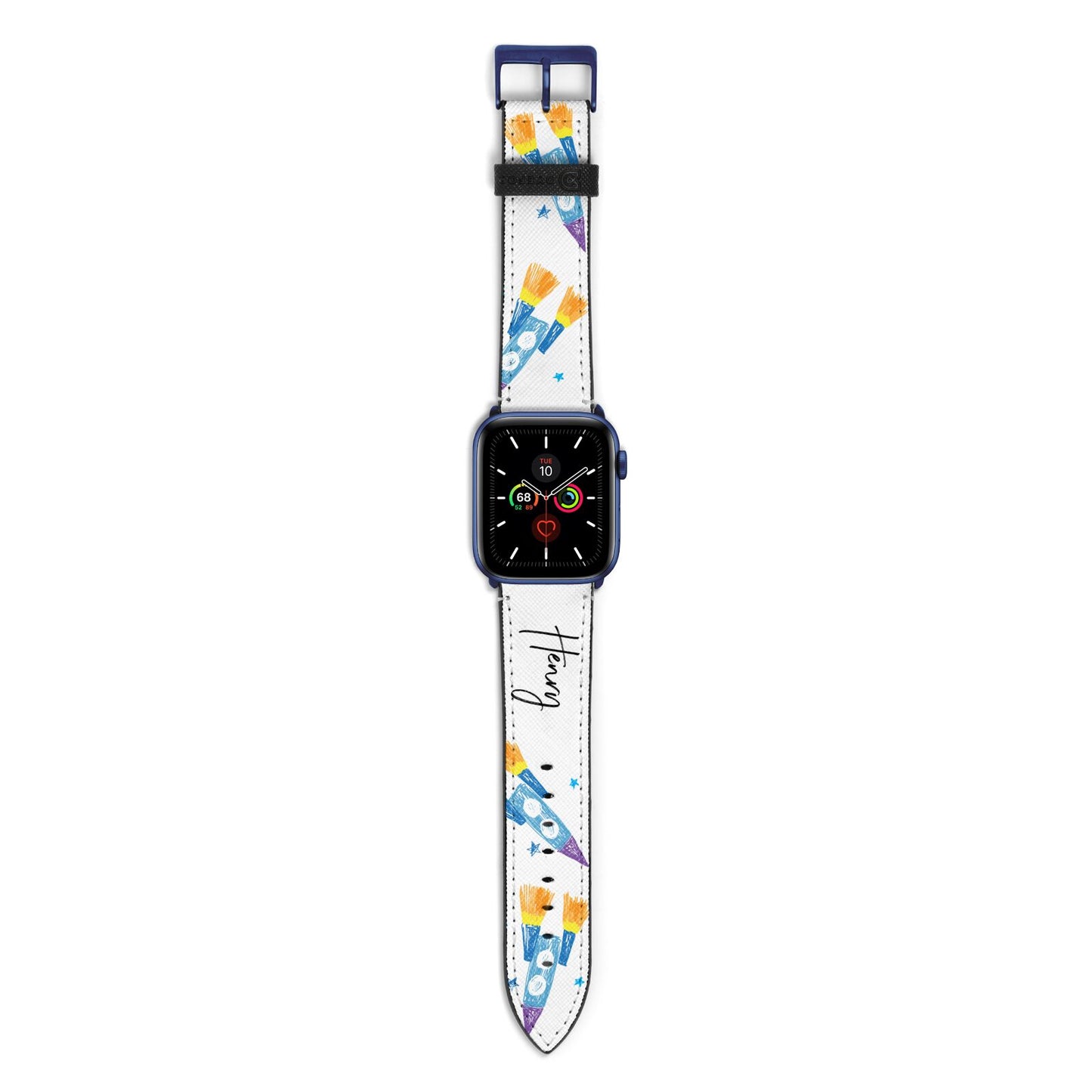 Custom Space Rocket Apple Watch Strap with Blue Hardware