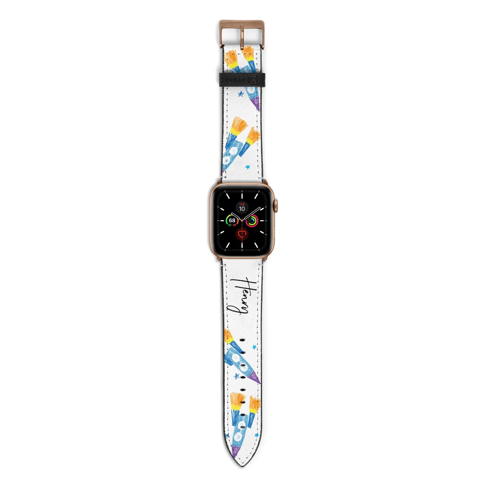 Custom Space Rocket Apple Watch Strap with Gold Hardware