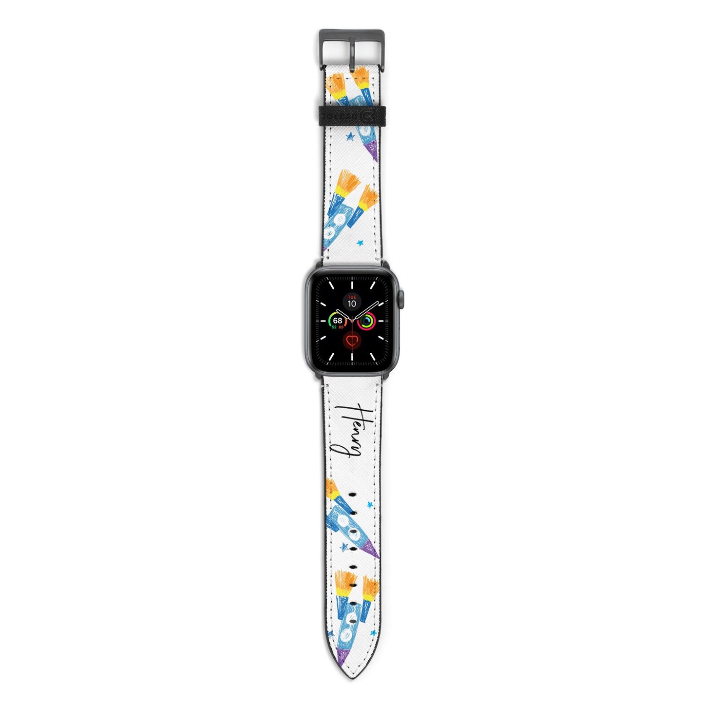 Custom Space Rocket Apple Watch Strap with Space Grey Hardware