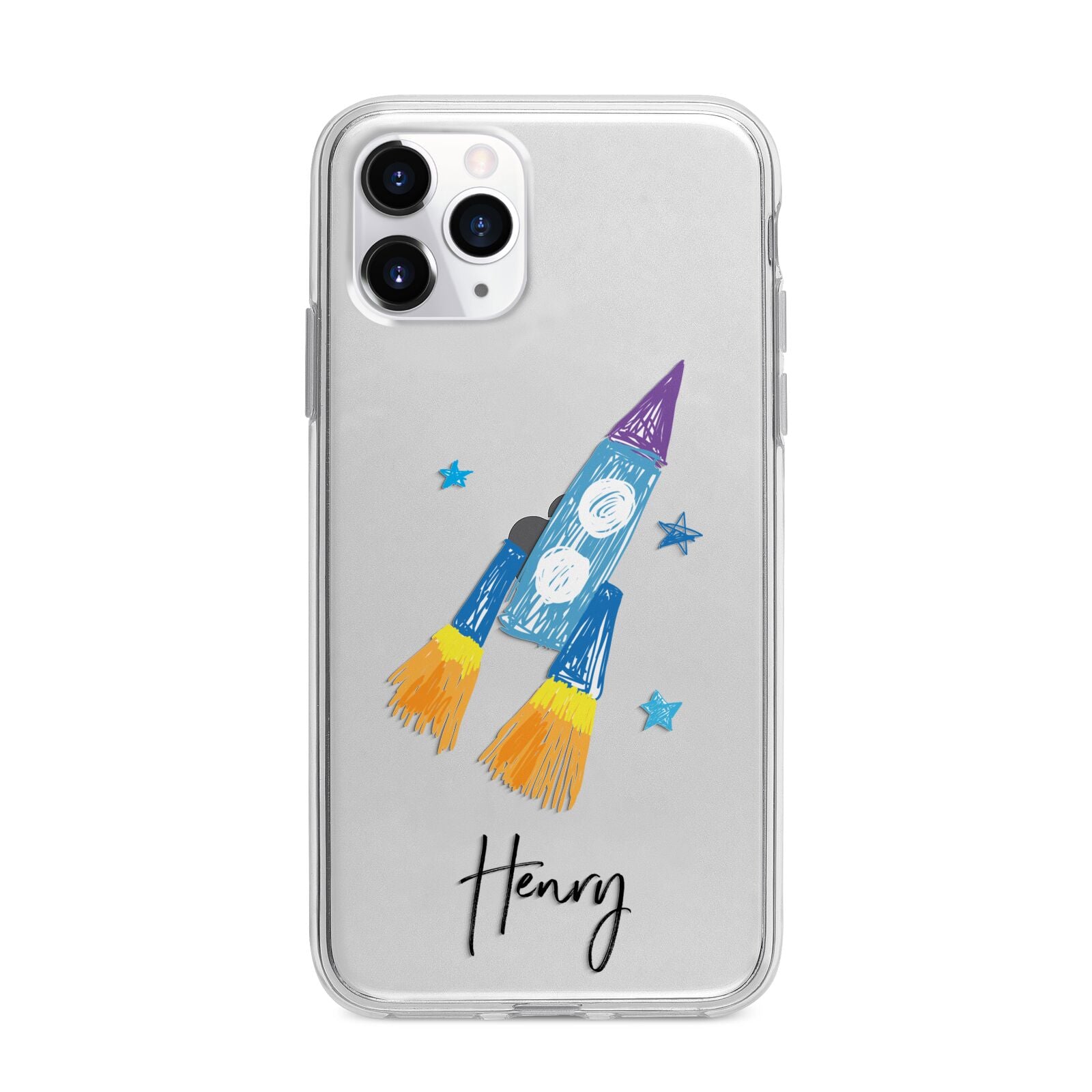 Custom Space Rocket Apple iPhone 11 Pro Max in Silver with Bumper Case