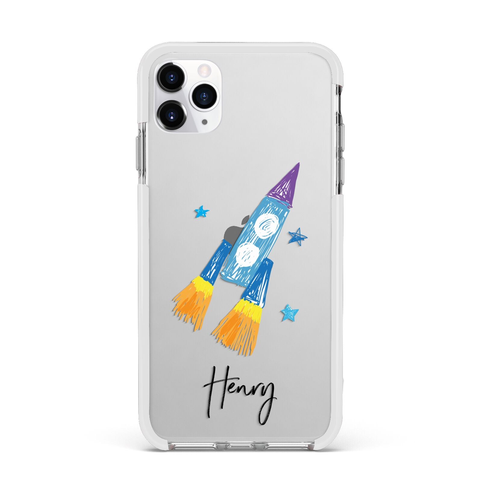 Custom Space Rocket Apple iPhone 11 Pro Max in Silver with White Impact Case