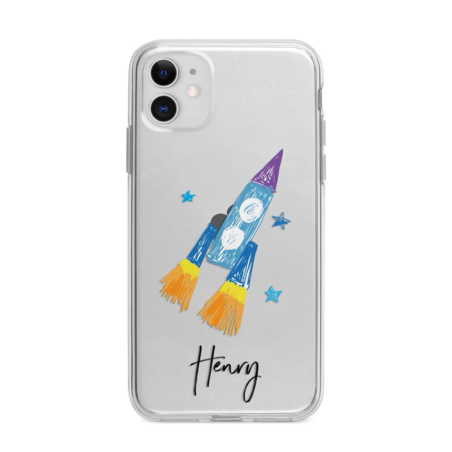 Custom Space Rocket Apple iPhone 11 in White with Bumper Case