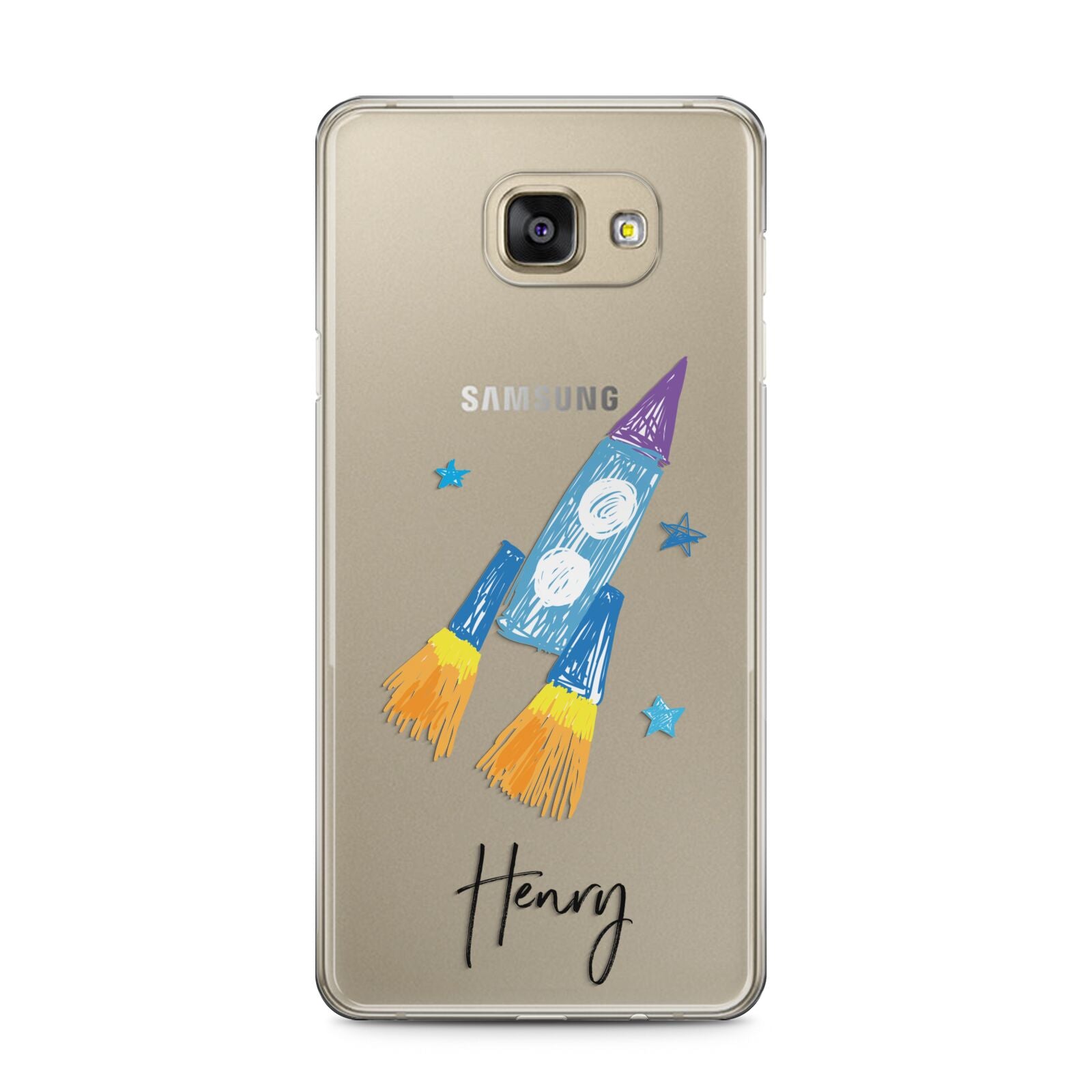 Custom Space Rocket Samsung Galaxy A5 2016 Case on gold phone