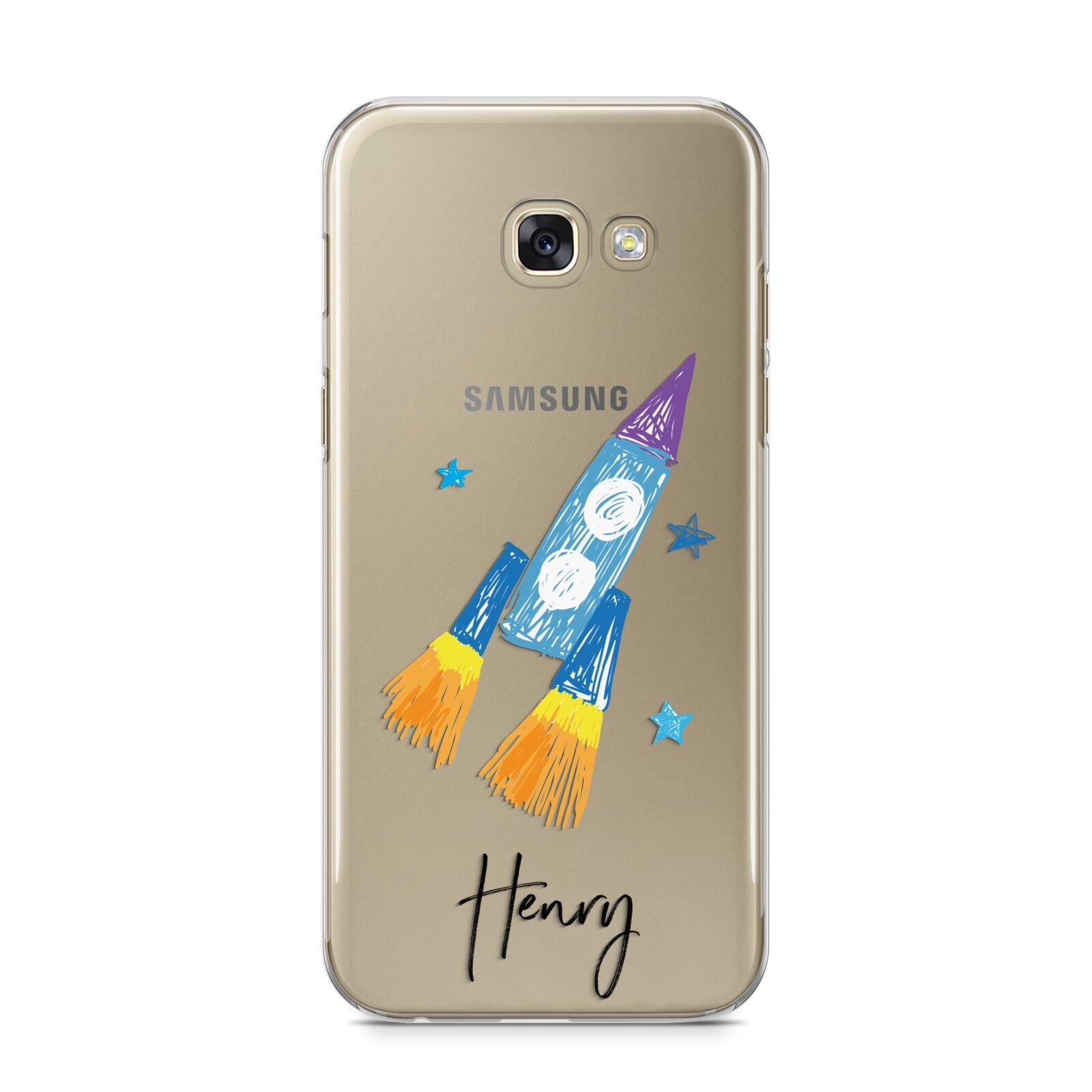 Custom Space Rocket Samsung Galaxy A5 2017 Case on gold phone