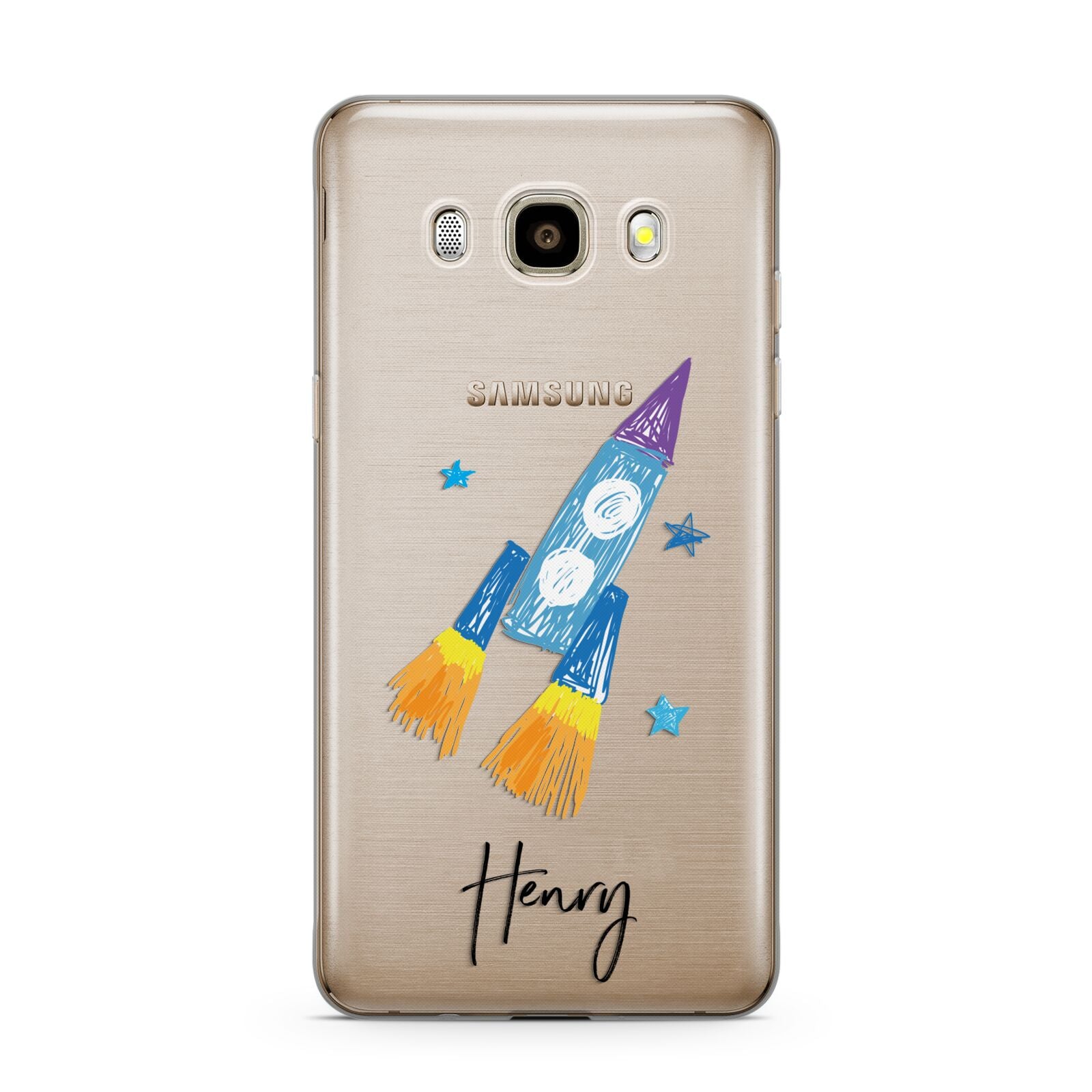 Custom Space Rocket Samsung Galaxy J7 2016 Case on gold phone