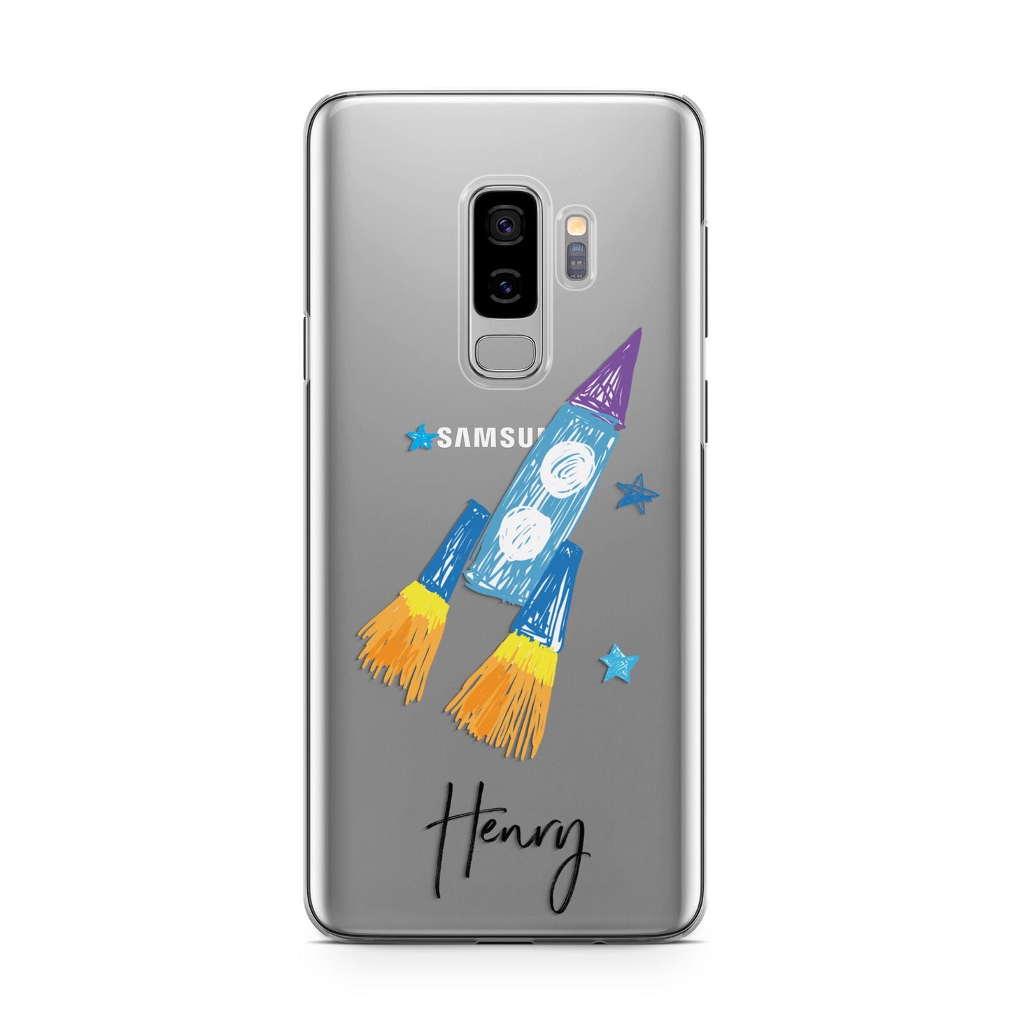 Custom Space Rocket Samsung Galaxy S9 Plus Case on Silver phone