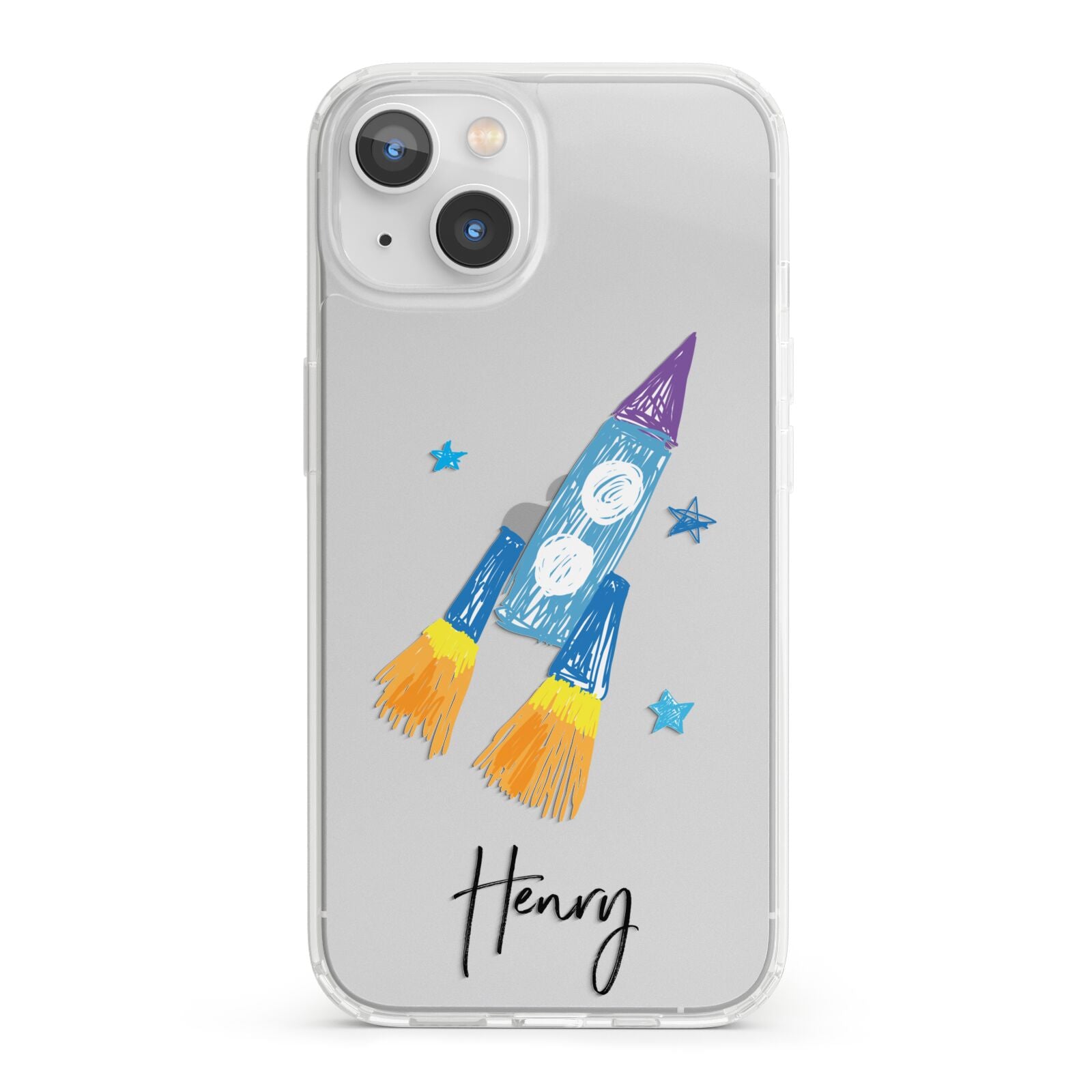 Custom Space Rocket iPhone 13 Clear Bumper Case