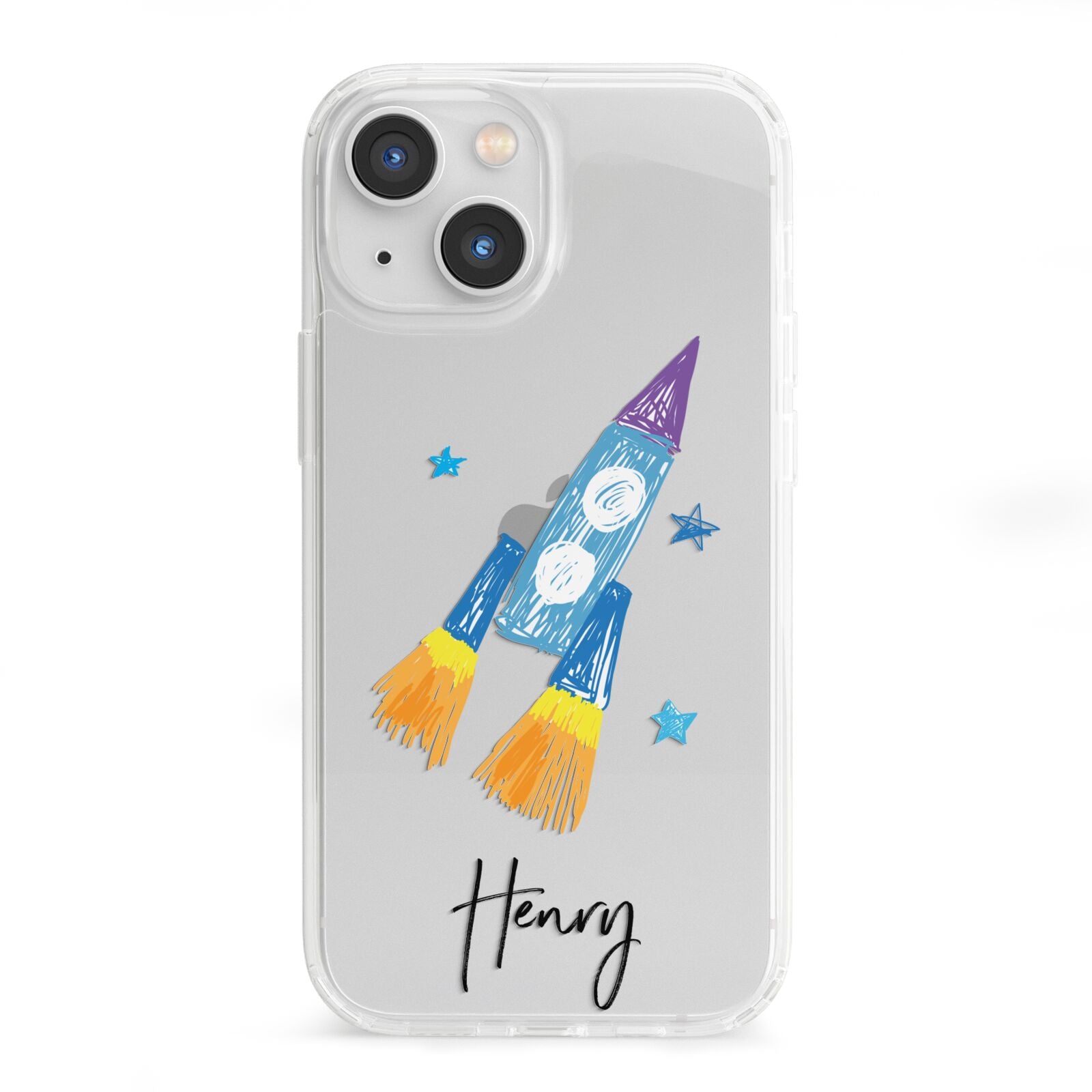 Custom Space Rocket iPhone 13 Mini Clear Bumper Case