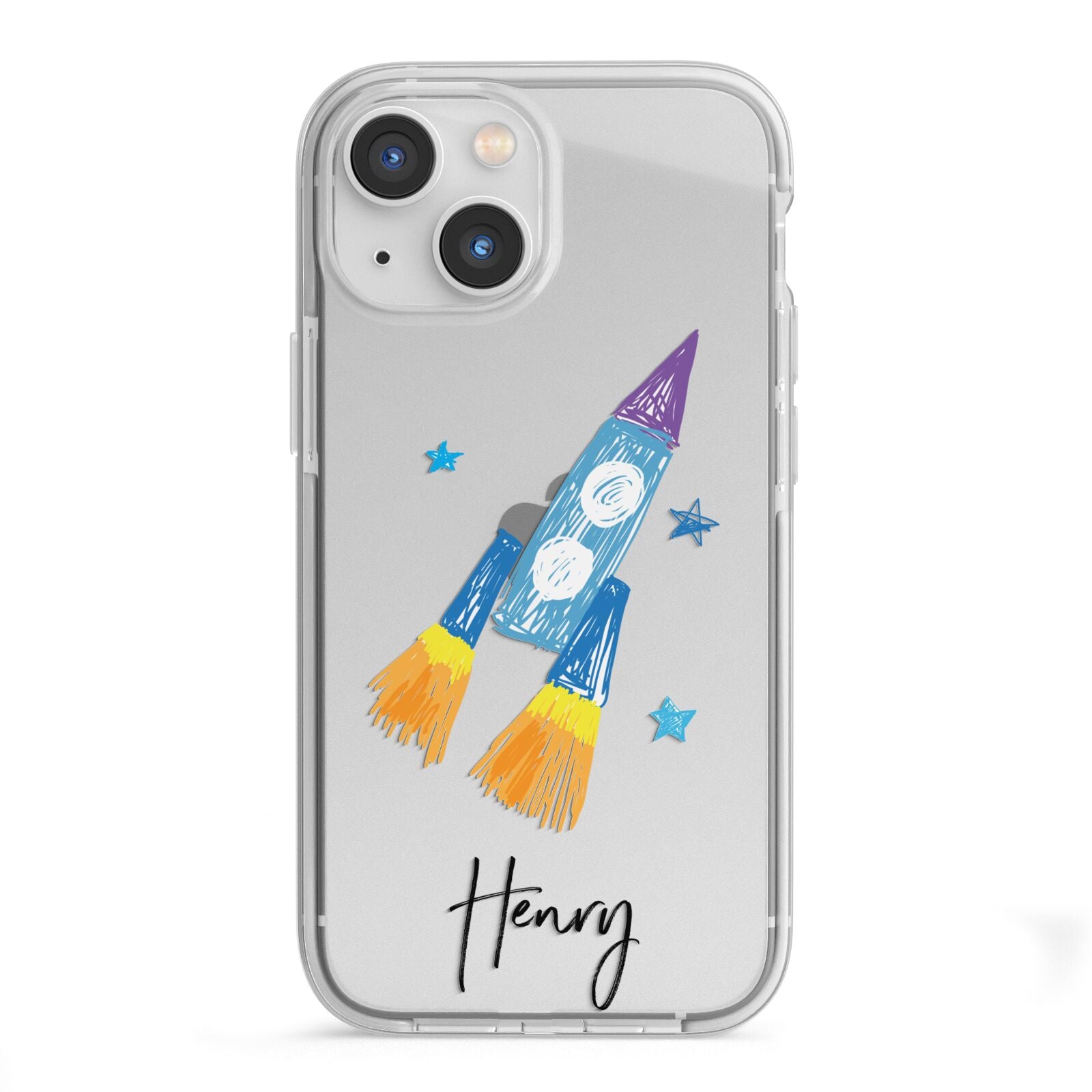 Custom Space Rocket iPhone 13 Mini TPU Impact Case with White Edges