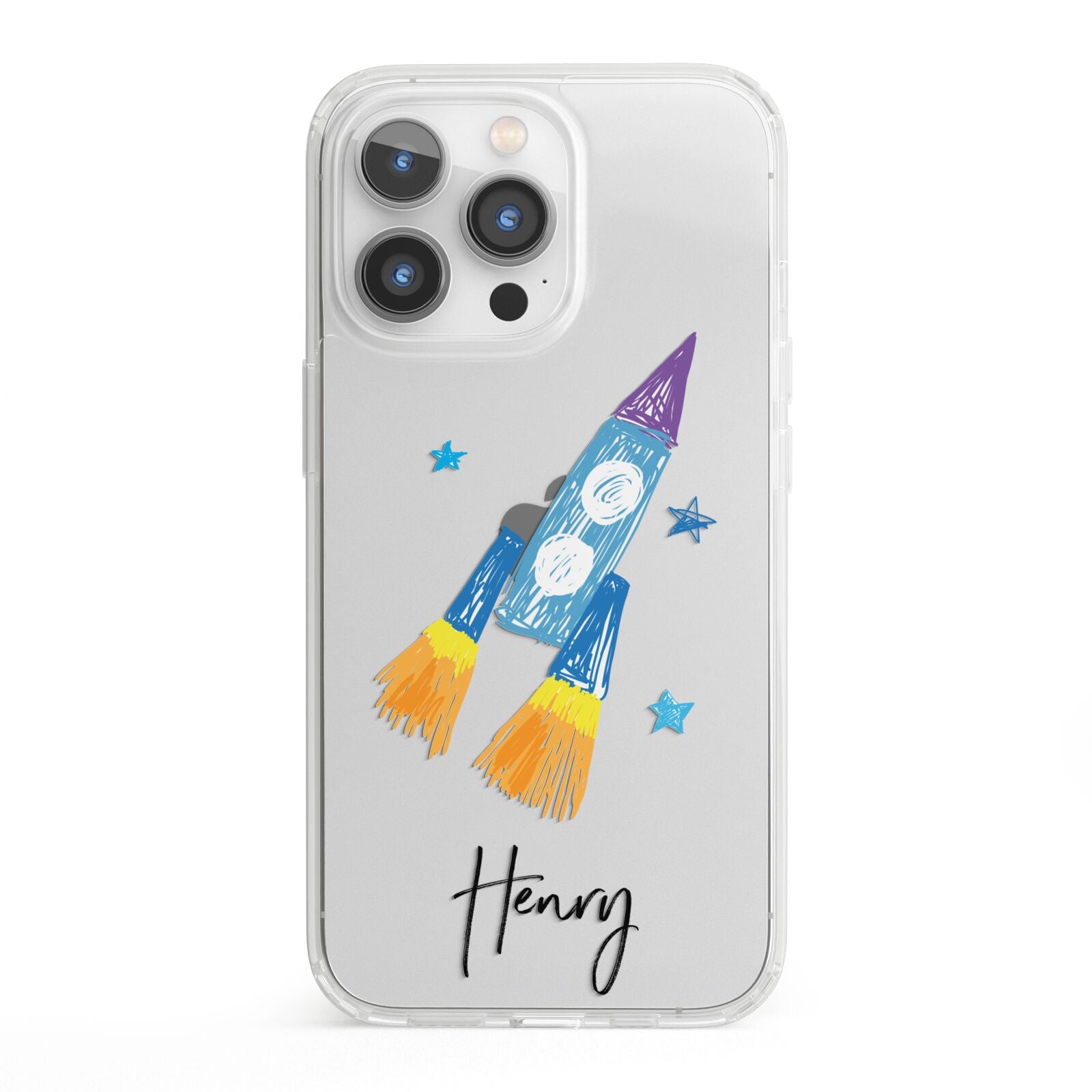 Custom Space Rocket iPhone 13 Pro Clear Bumper Case