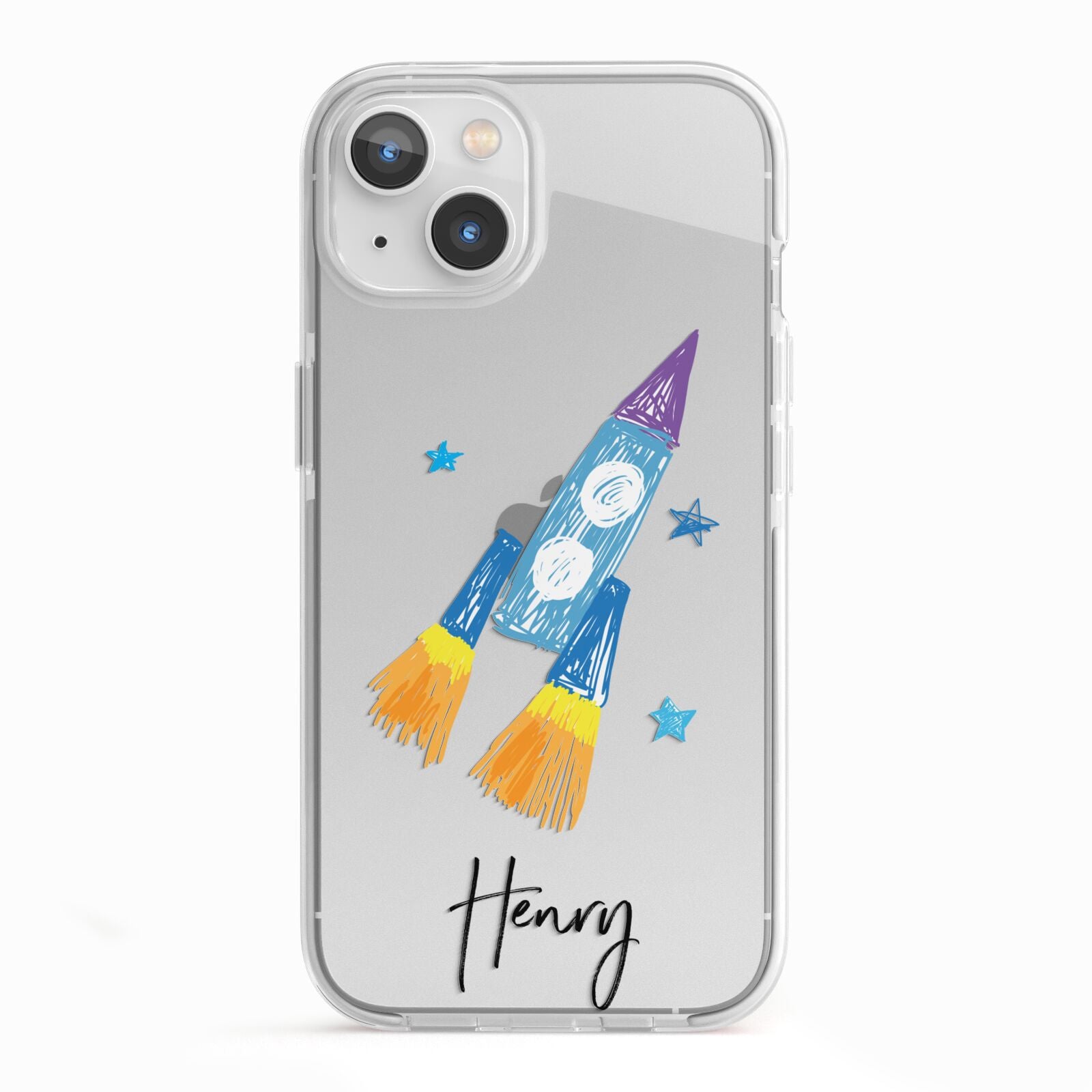 Custom Space Rocket iPhone 13 TPU Impact Case with White Edges