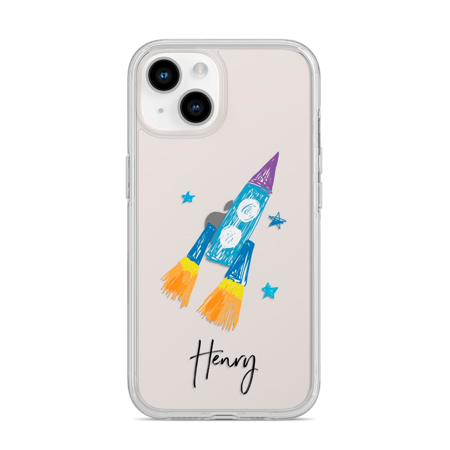 Custom Space Rocket iPhone 14 Clear Tough Case Starlight