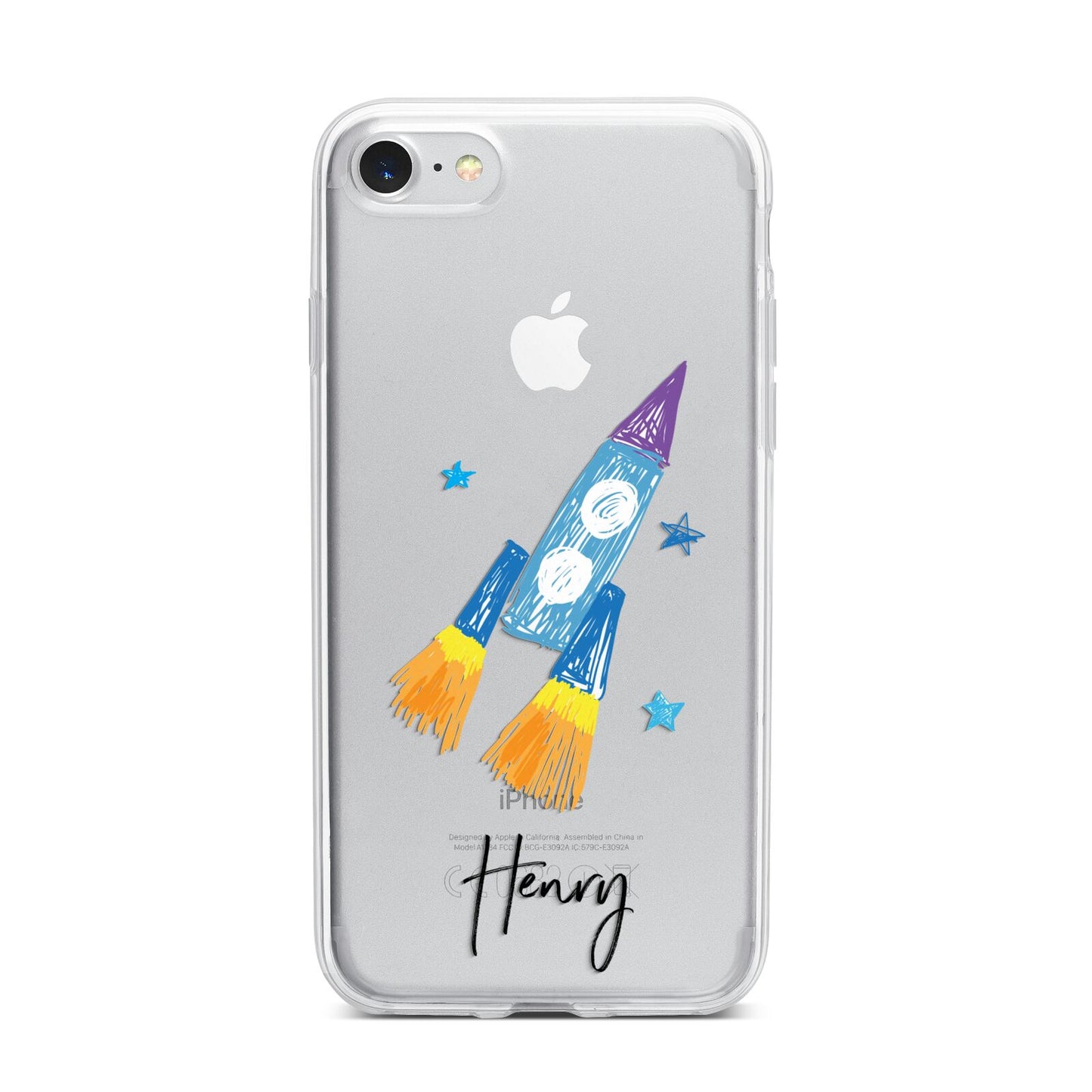 Custom Space Rocket iPhone 7 Bumper Case on Silver iPhone