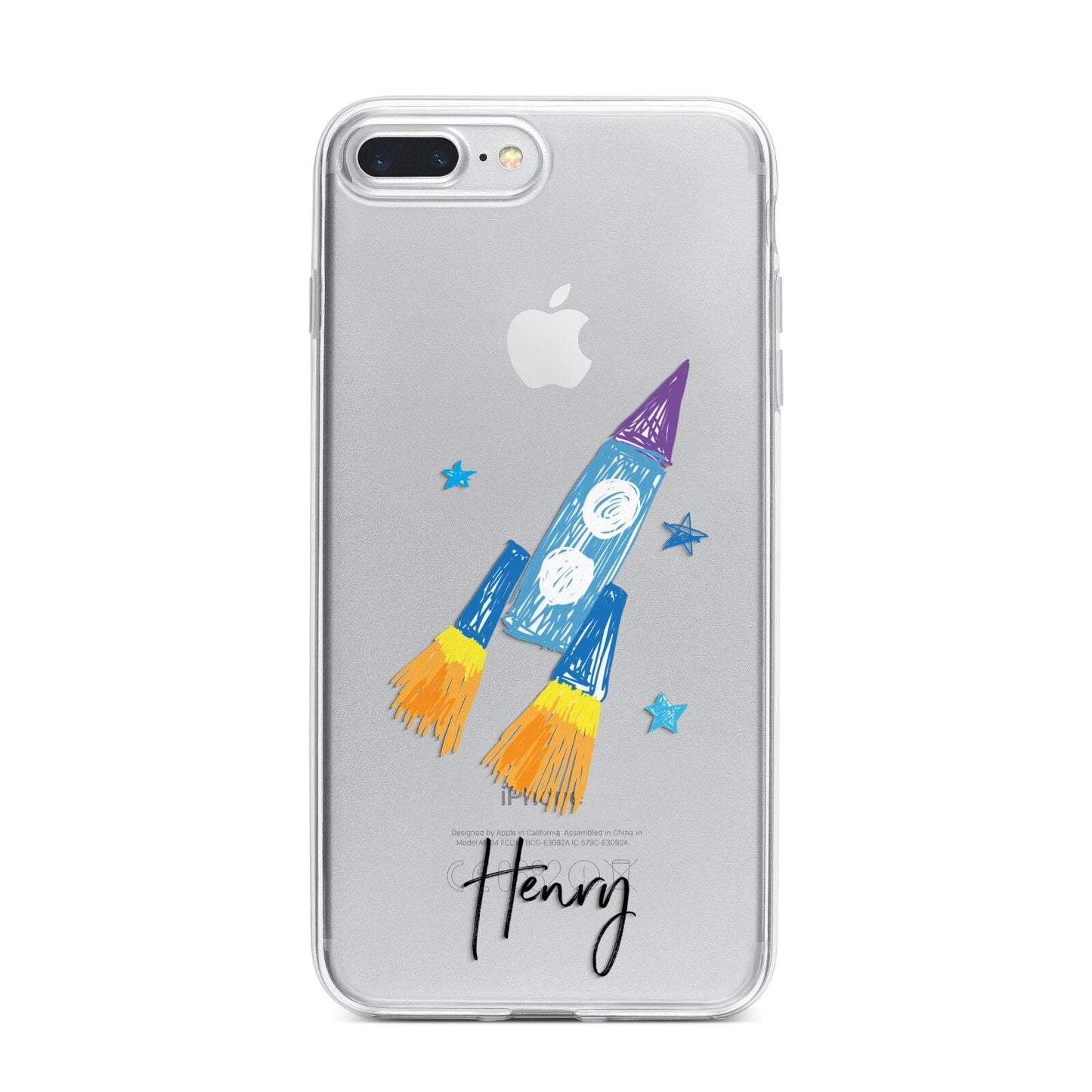 Custom Space Rocket iPhone 7 Plus Bumper Case on Silver iPhone