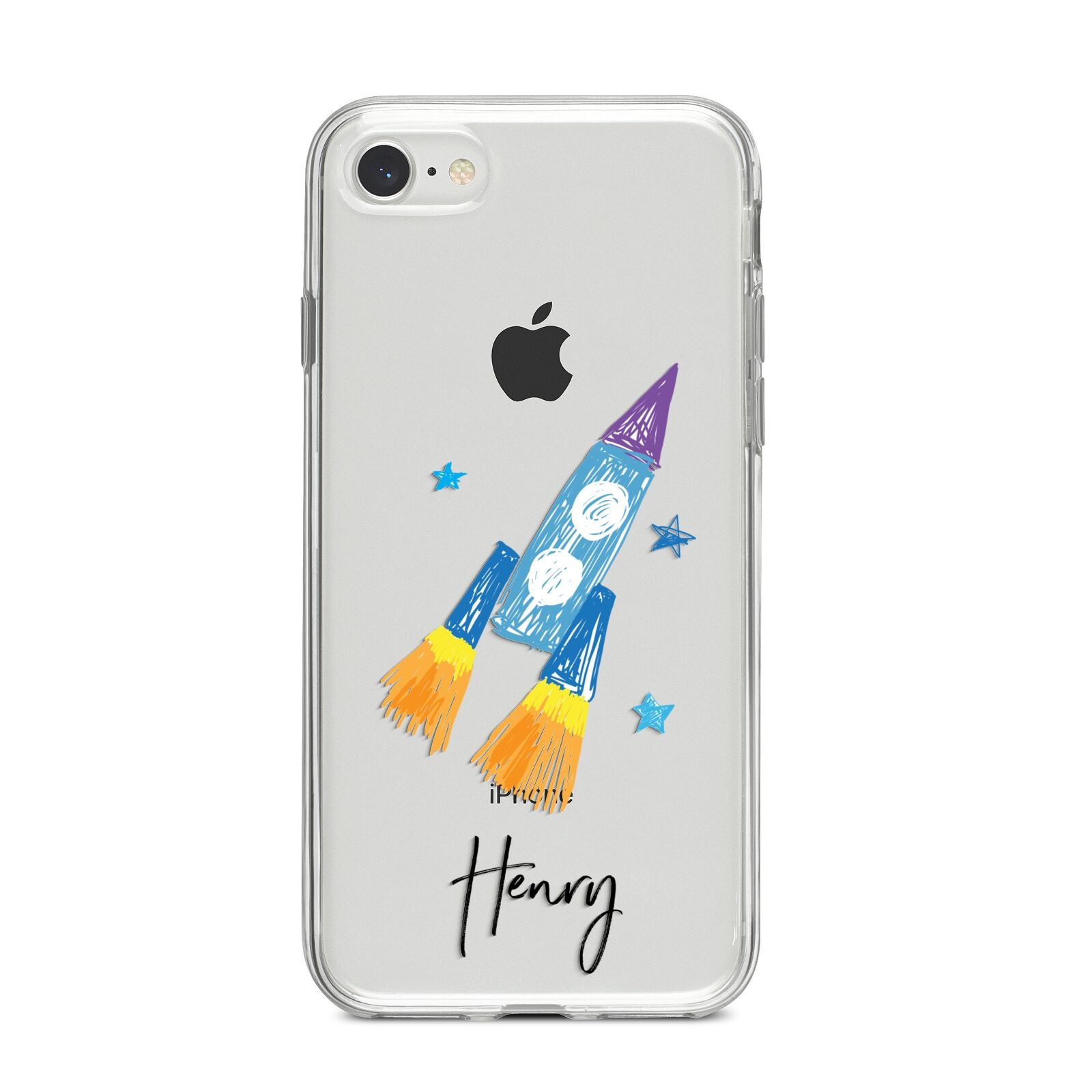 Custom Space Rocket iPhone 8 Bumper Case on Silver iPhone