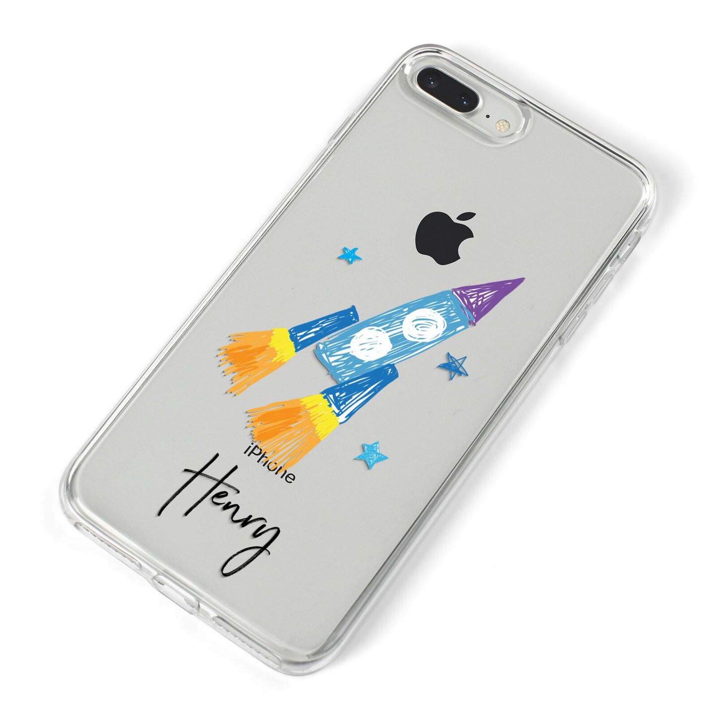 Custom Space Rocket iPhone 8 Plus Bumper Case on Silver iPhone Alternative Image