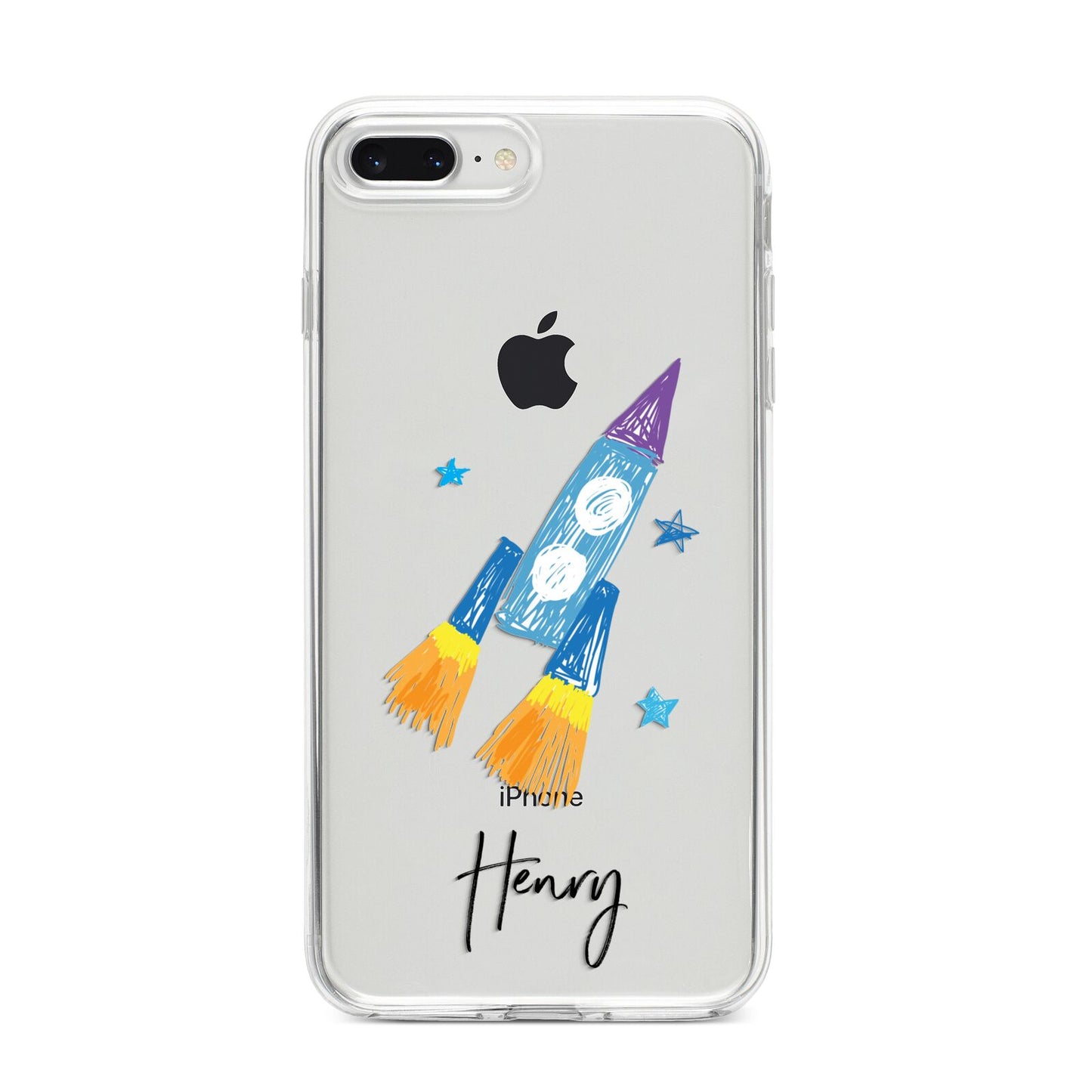 Custom Space Rocket iPhone 8 Plus Bumper Case on Silver iPhone