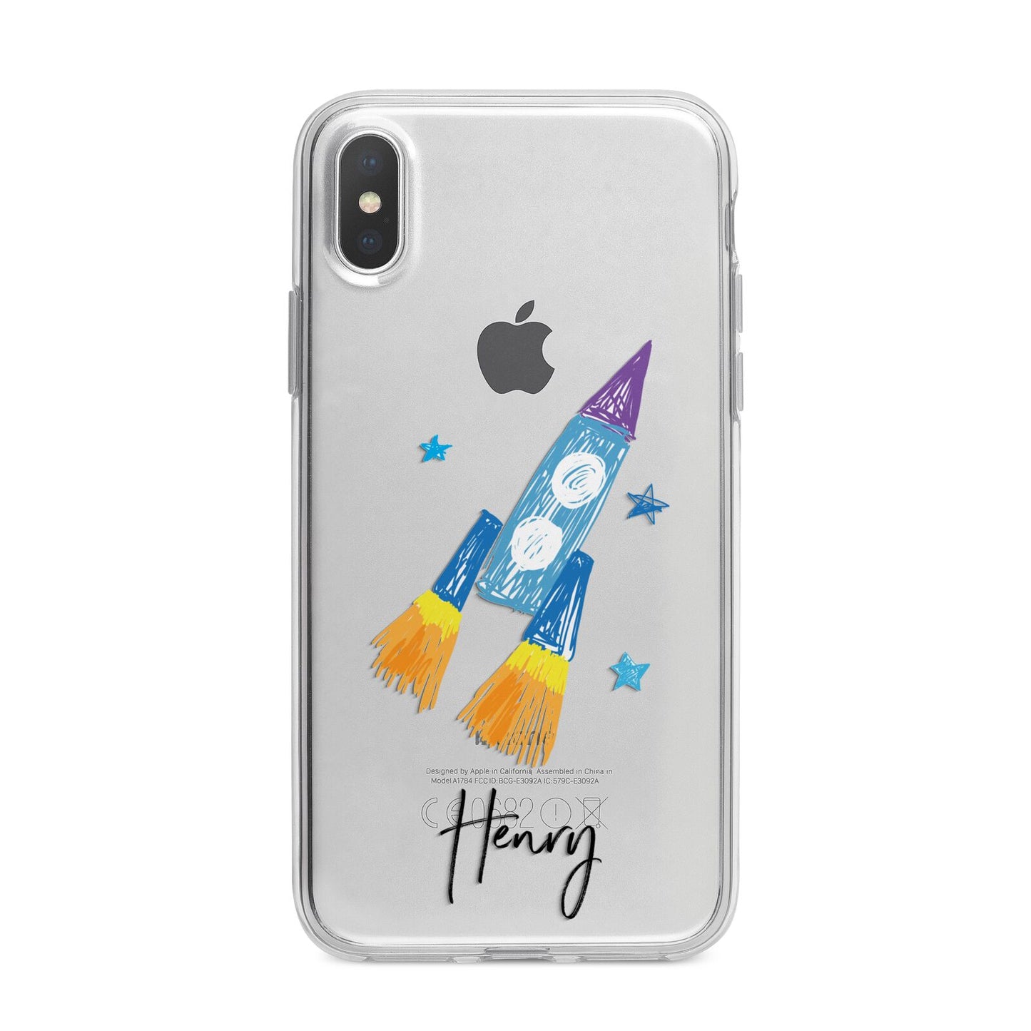 Custom Space Rocket iPhone X Bumper Case on Silver iPhone Alternative Image 1