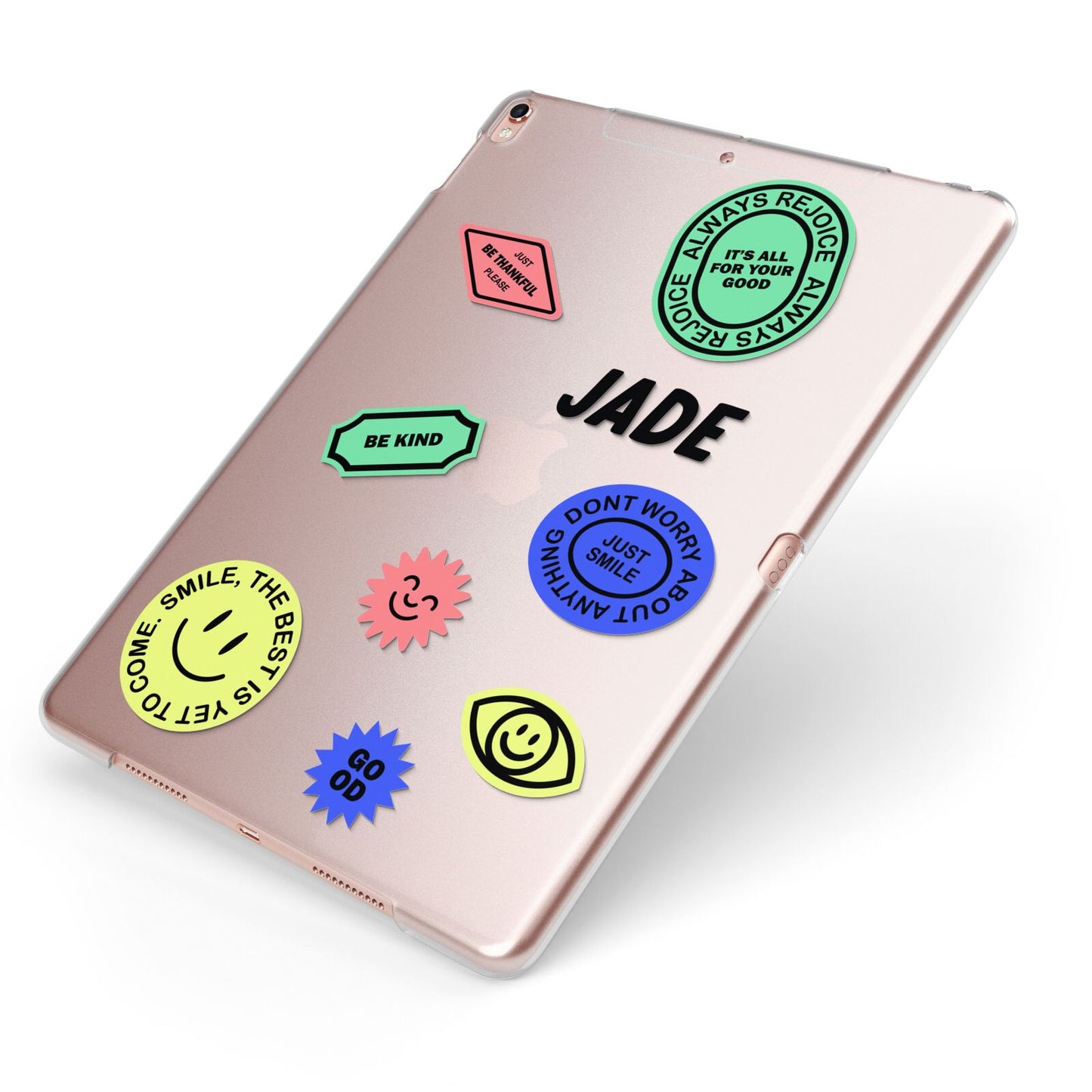 Custom Stickers Apple iPad Case on Rose Gold iPad Side View