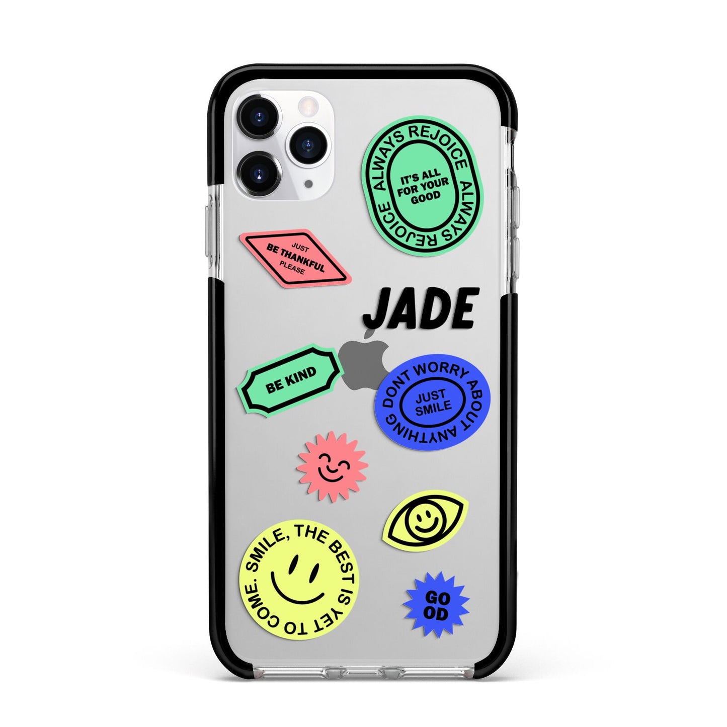 Custom Stickers Apple iPhone 11 Pro Max in Silver with Black Impact Case