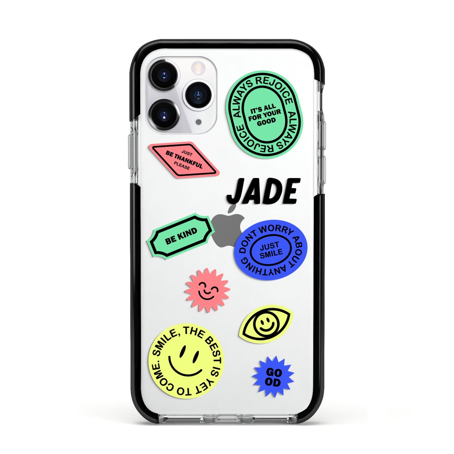 Custom Stickers Apple iPhone 11 Pro in Silver with Black Impact Case