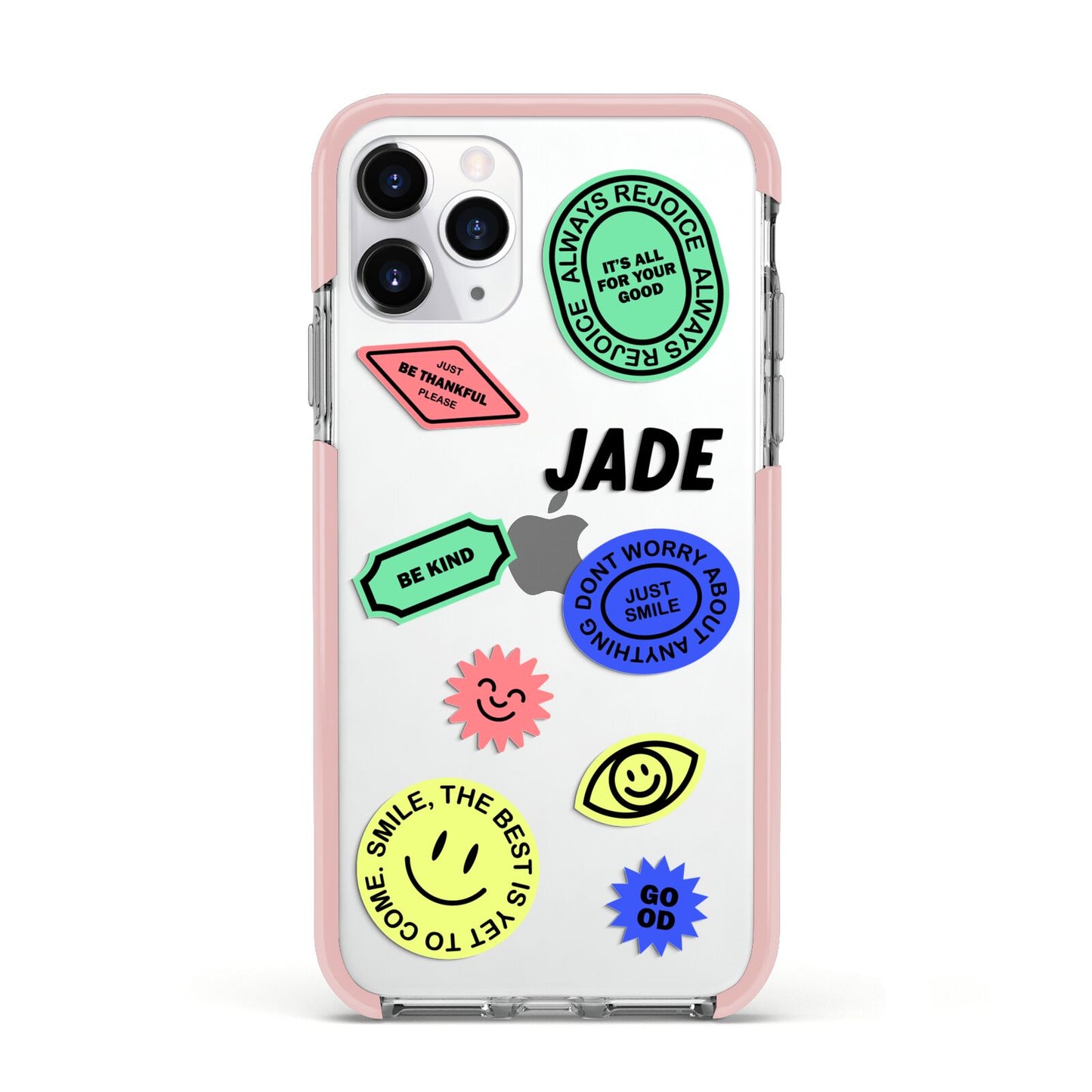 Custom Stickers Apple iPhone 11 Pro in Silver with Pink Impact Case