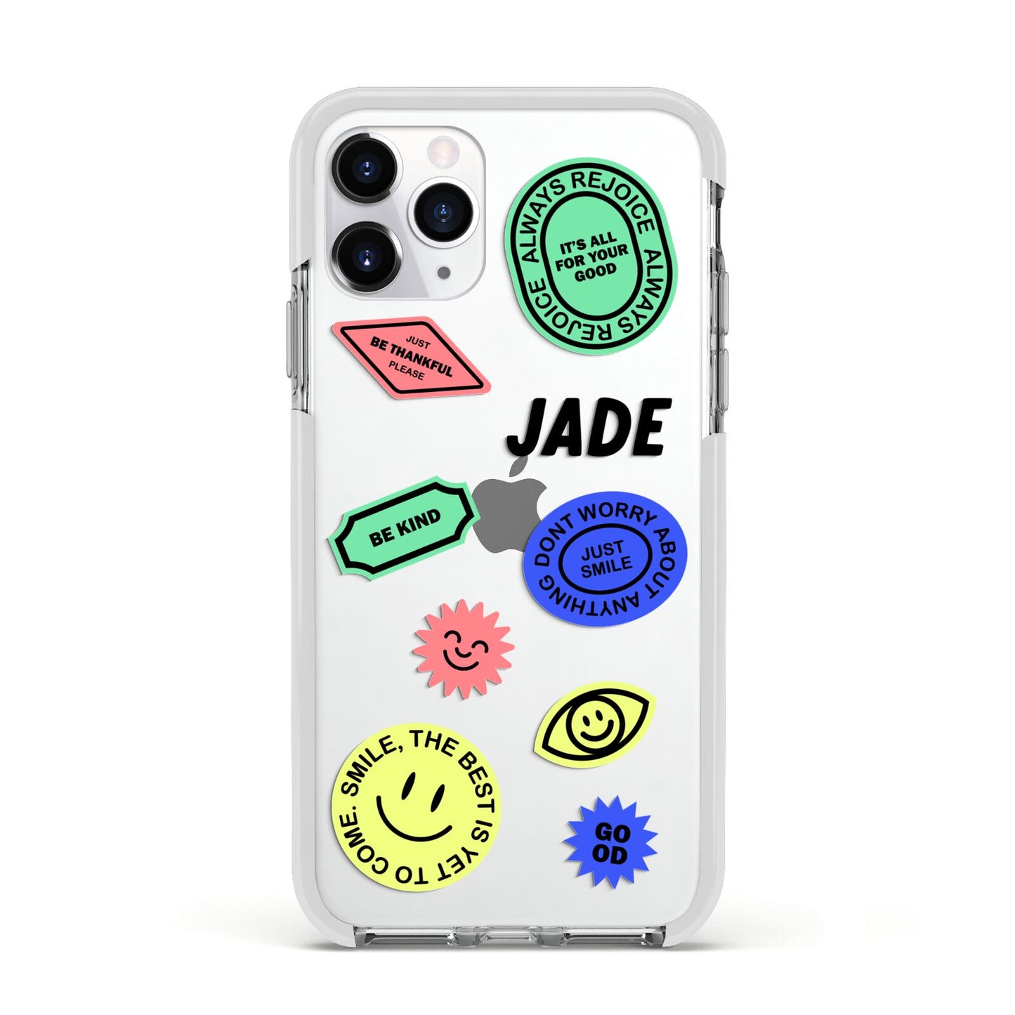 Custom Stickers Apple iPhone 11 Pro in Silver with White Impact Case