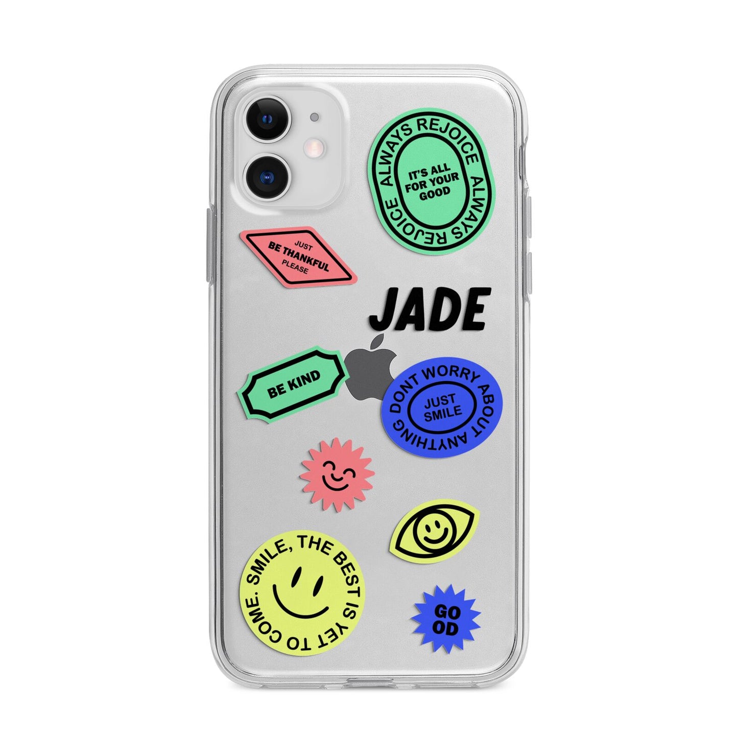 Custom Stickers Apple iPhone 11 in White with Bumper Case