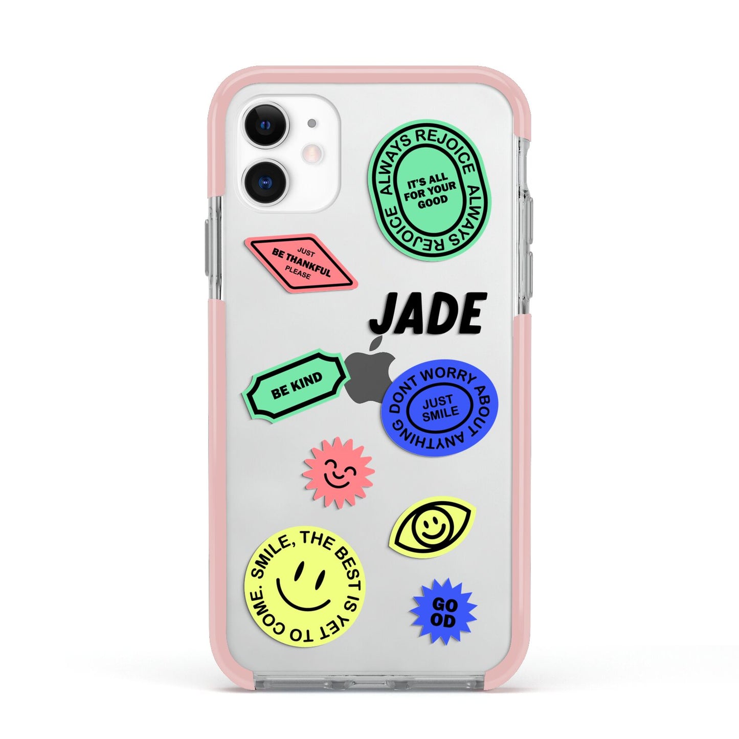 Custom Stickers Apple iPhone 11 in White with Pink Impact Case