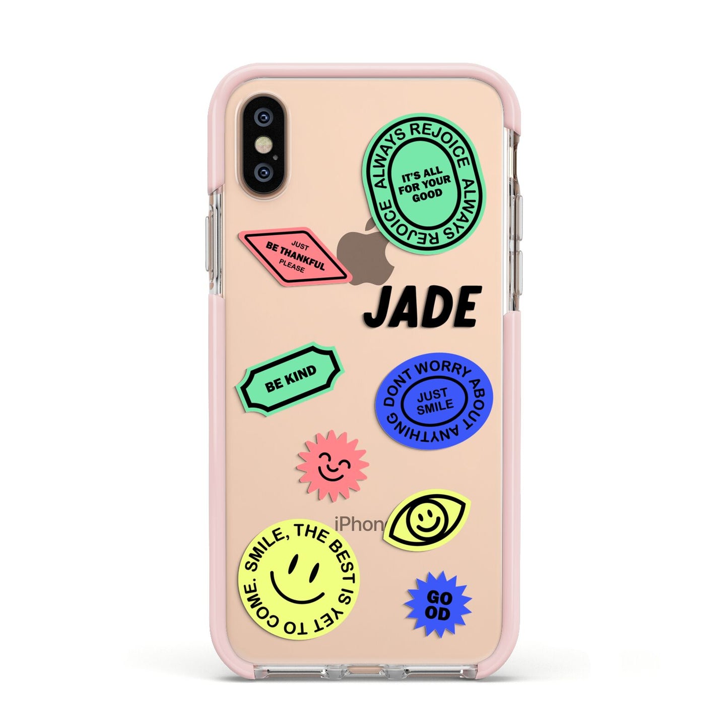 Custom Stickers Apple iPhone Xs Impact Case Pink Edge on Gold Phone