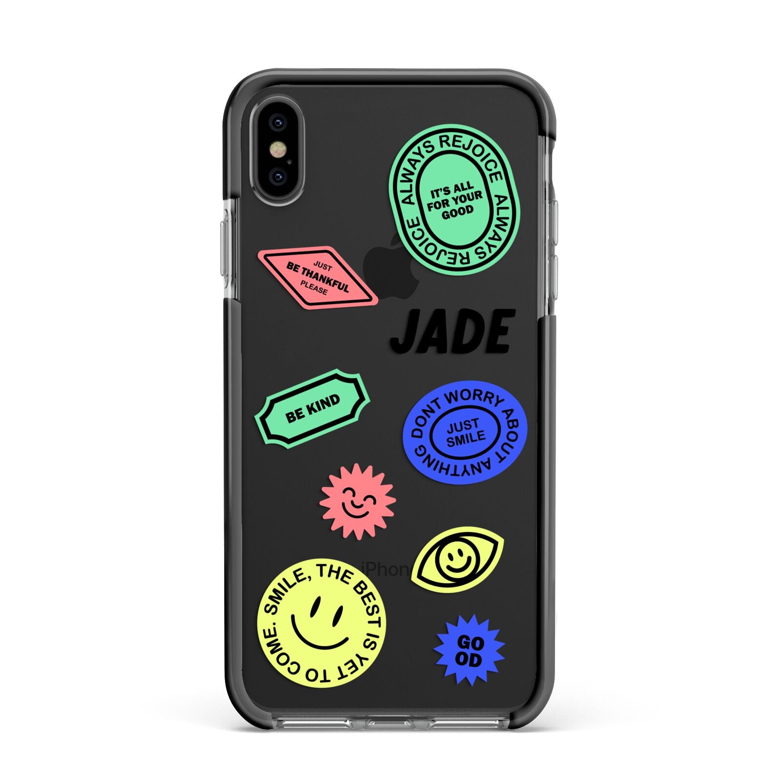 Custom Stickers Apple iPhone Xs Max Impact Case Black Edge on Black Phone