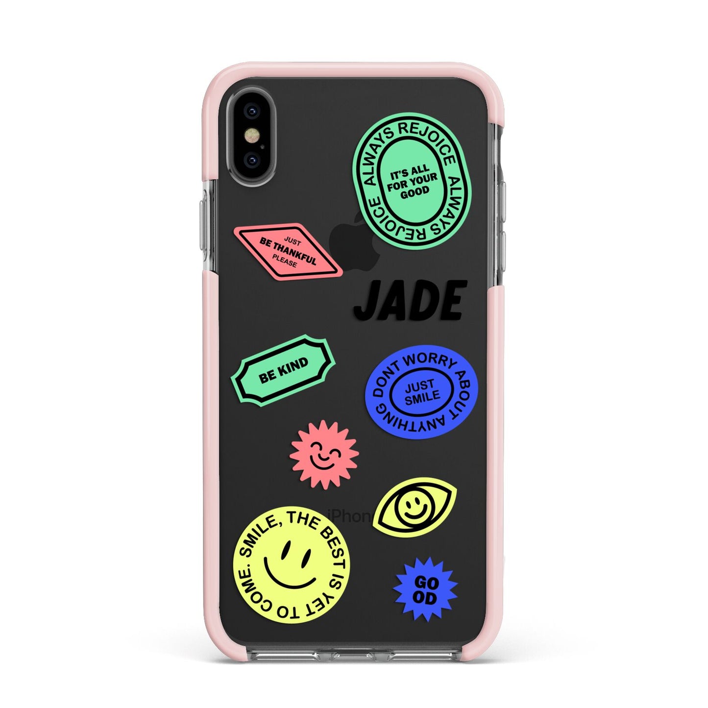 Custom Stickers Apple iPhone Xs Max Impact Case Pink Edge on Black Phone