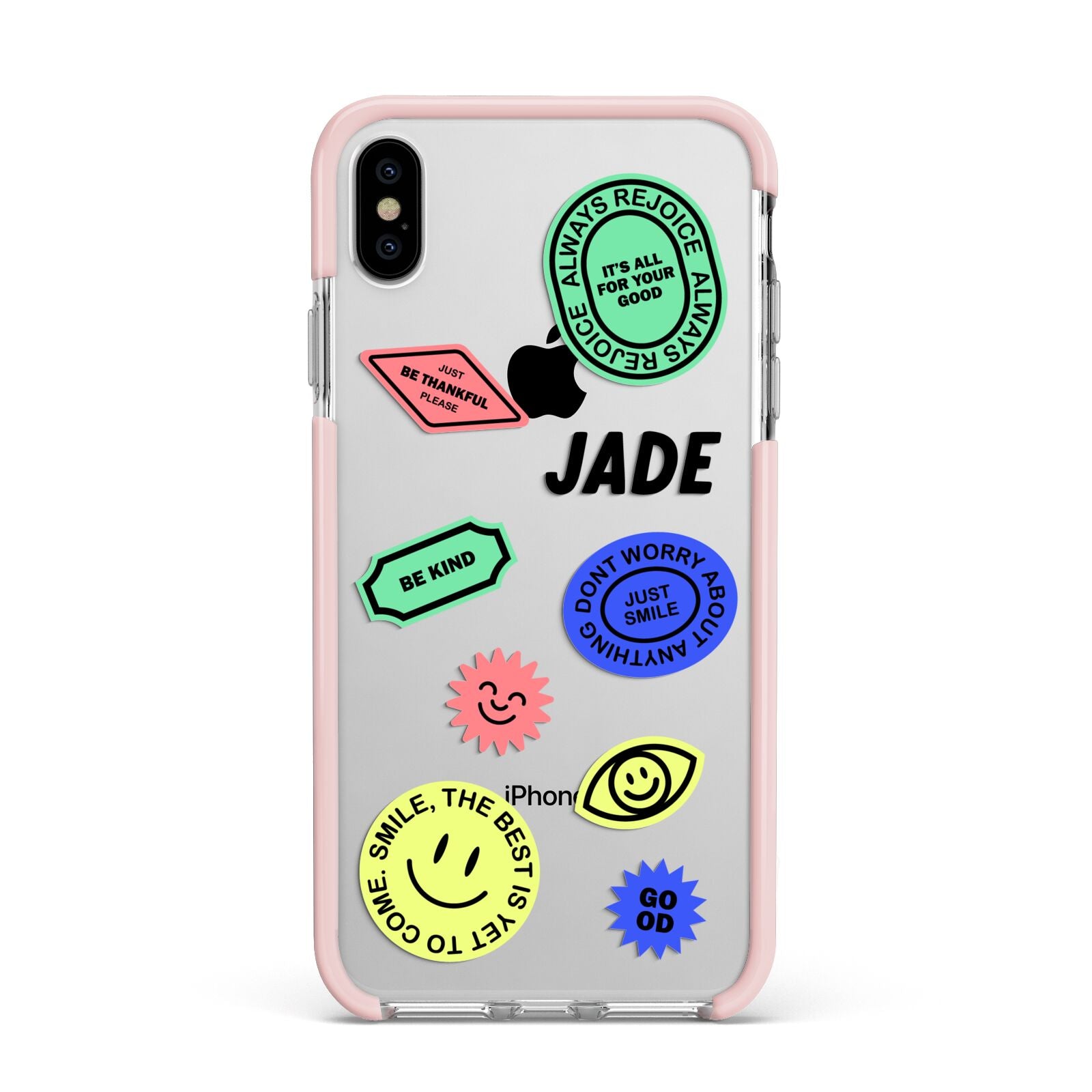 Custom Stickers Apple iPhone Xs Max Impact Case Pink Edge on Silver Phone