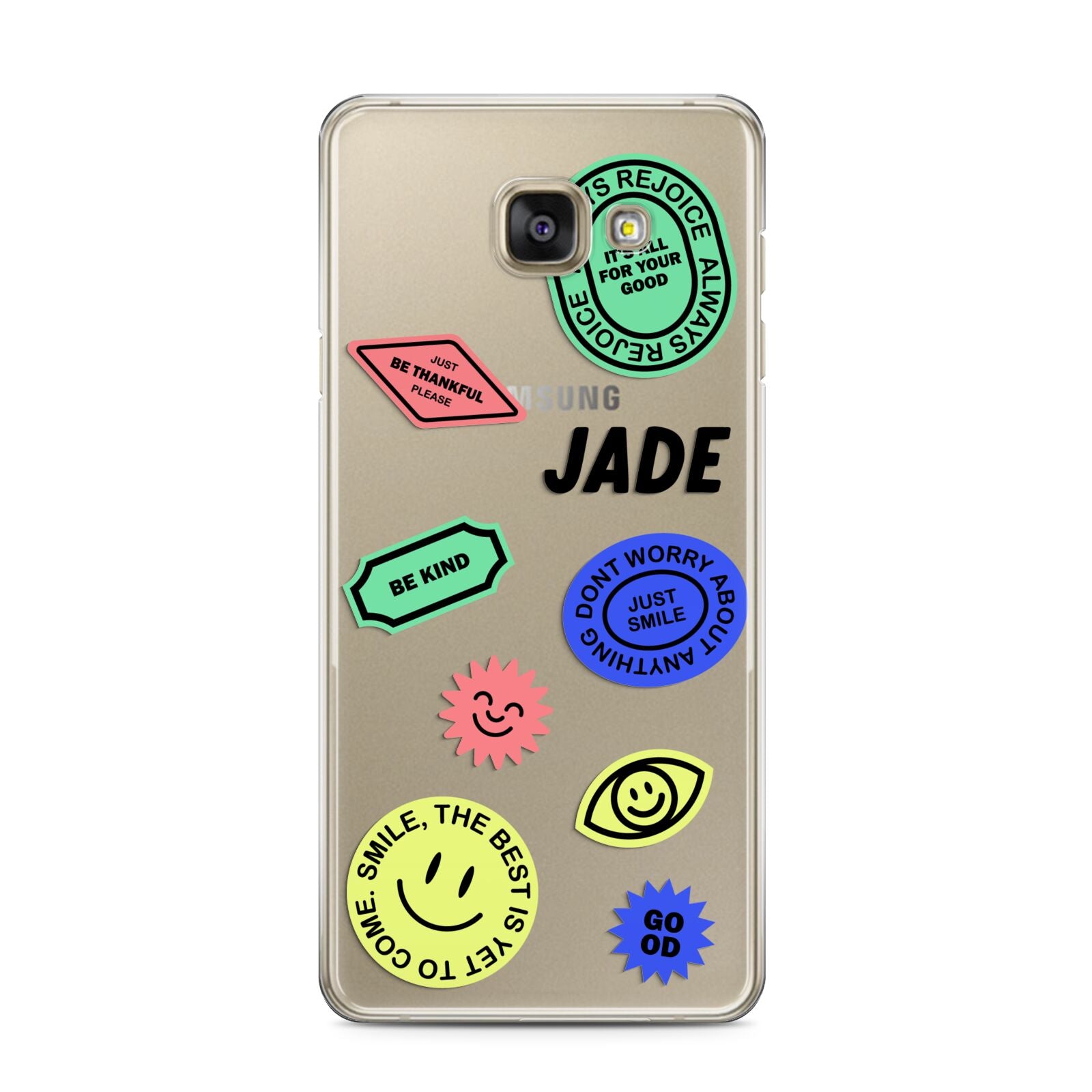 Custom Stickers Samsung Galaxy A3 2016 Case on gold phone